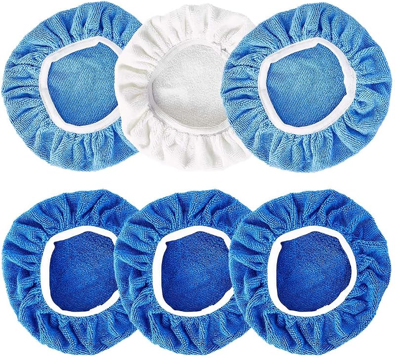 6pcs Car Polisher Pads - 9-10 Inch Microfiber Polishing Bonnet Pads Kit