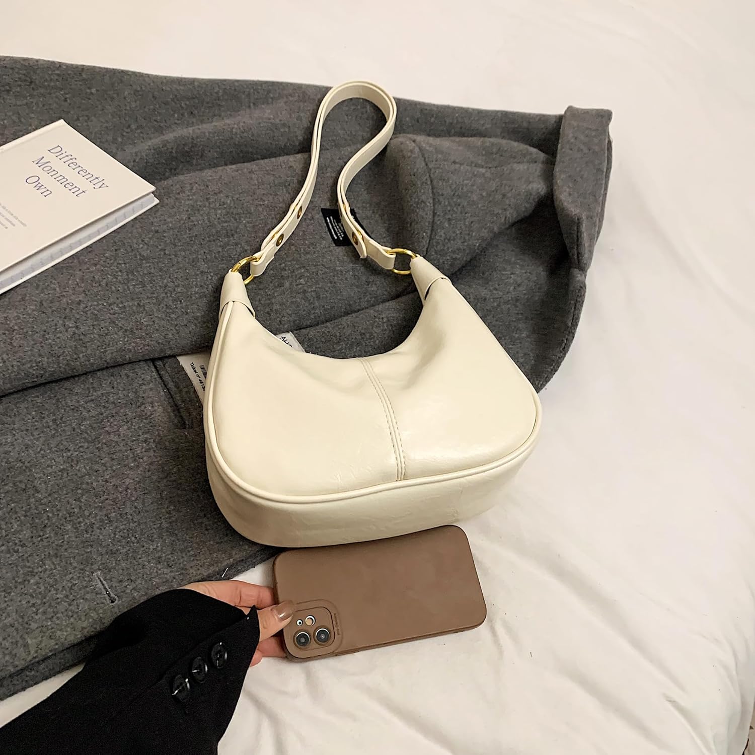 JYG Small Hobo Bags for Women Retro Crescent Shoulder Purse Fall Soft Crossbody Handbag 2025 | Small, Retro, Fall, Soft, 2025 - Image 4