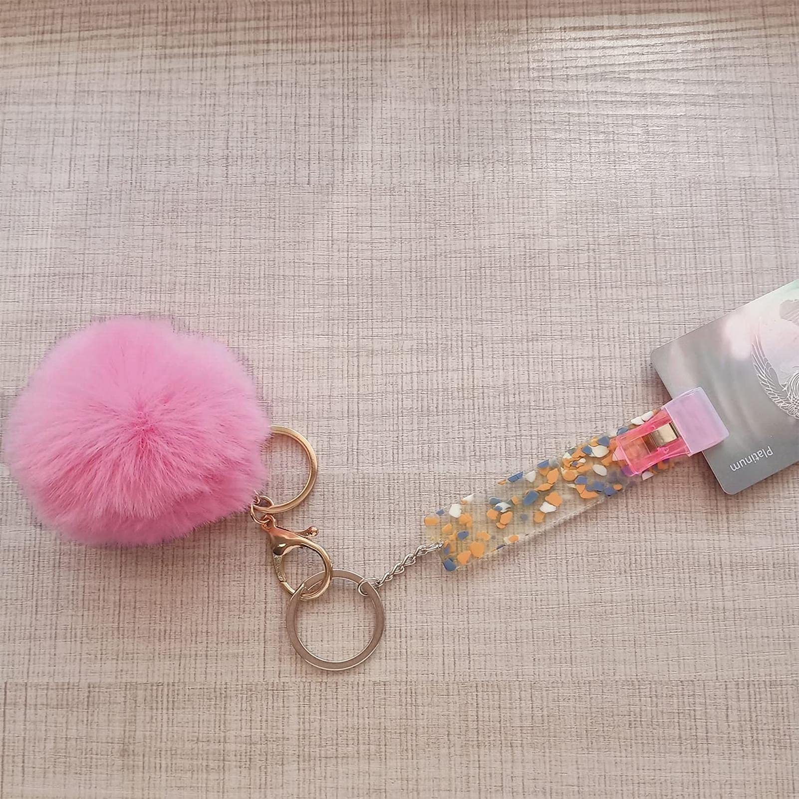 Portachiavi Con Porta Carte Di Credito Per Unghie Lunghe – Acrilico Oro Rosa – Confezione Da 2 Pezzi
