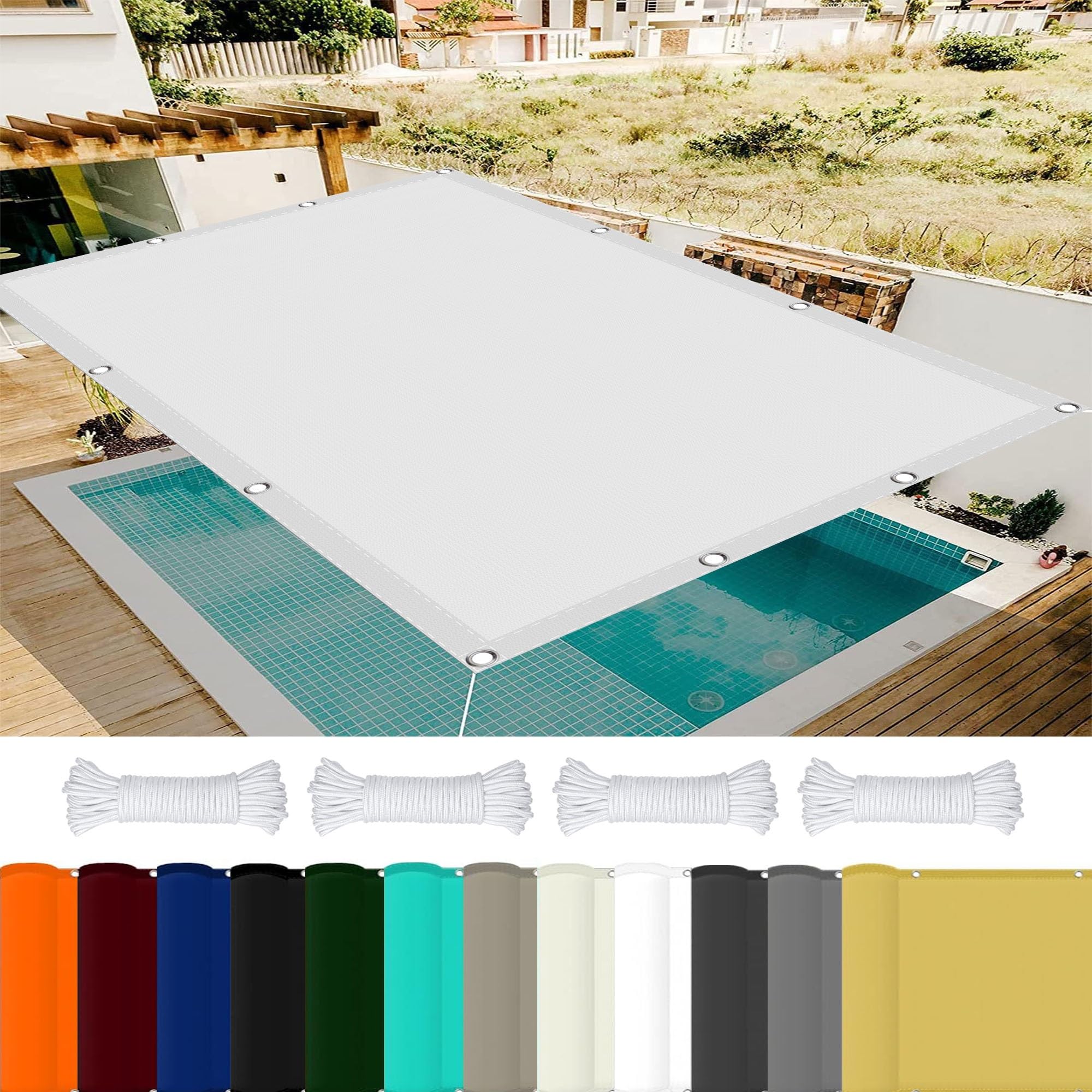 Square Sun Shade Sail 1.4 x 1.6 m(4.59 x 5.25ft) Waterproof Shade Sail Sunshade with Eyelets for Outdoors,Garden,Yard, White