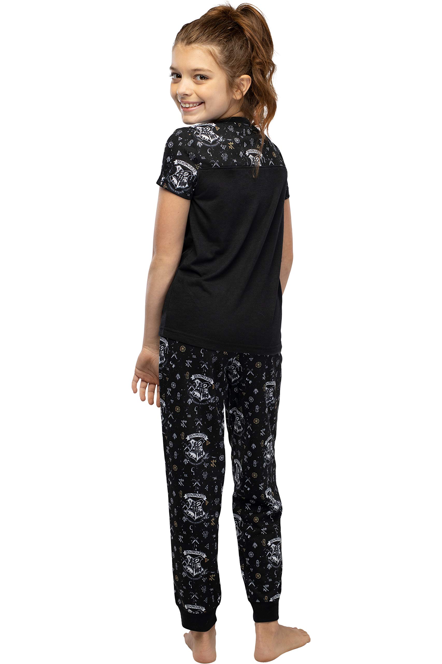 Harry Potter Hermione Hogwarts Crest Athletic Jogger - Conjunto de pijama de 2 piezas, color negro