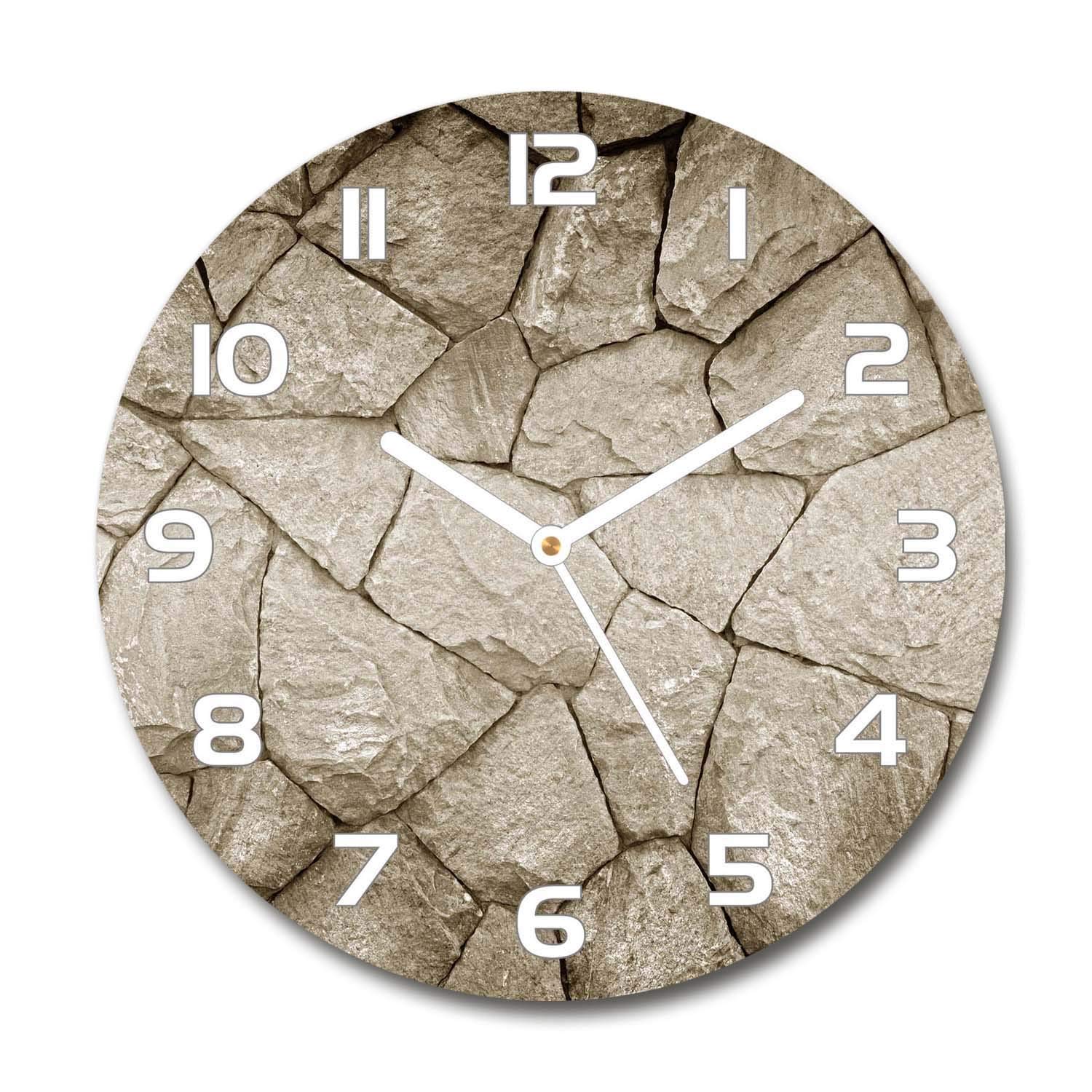 Horloge en Verre Tulup 60x60cm Mur De Pierre Horloge de Salon Silencieuse