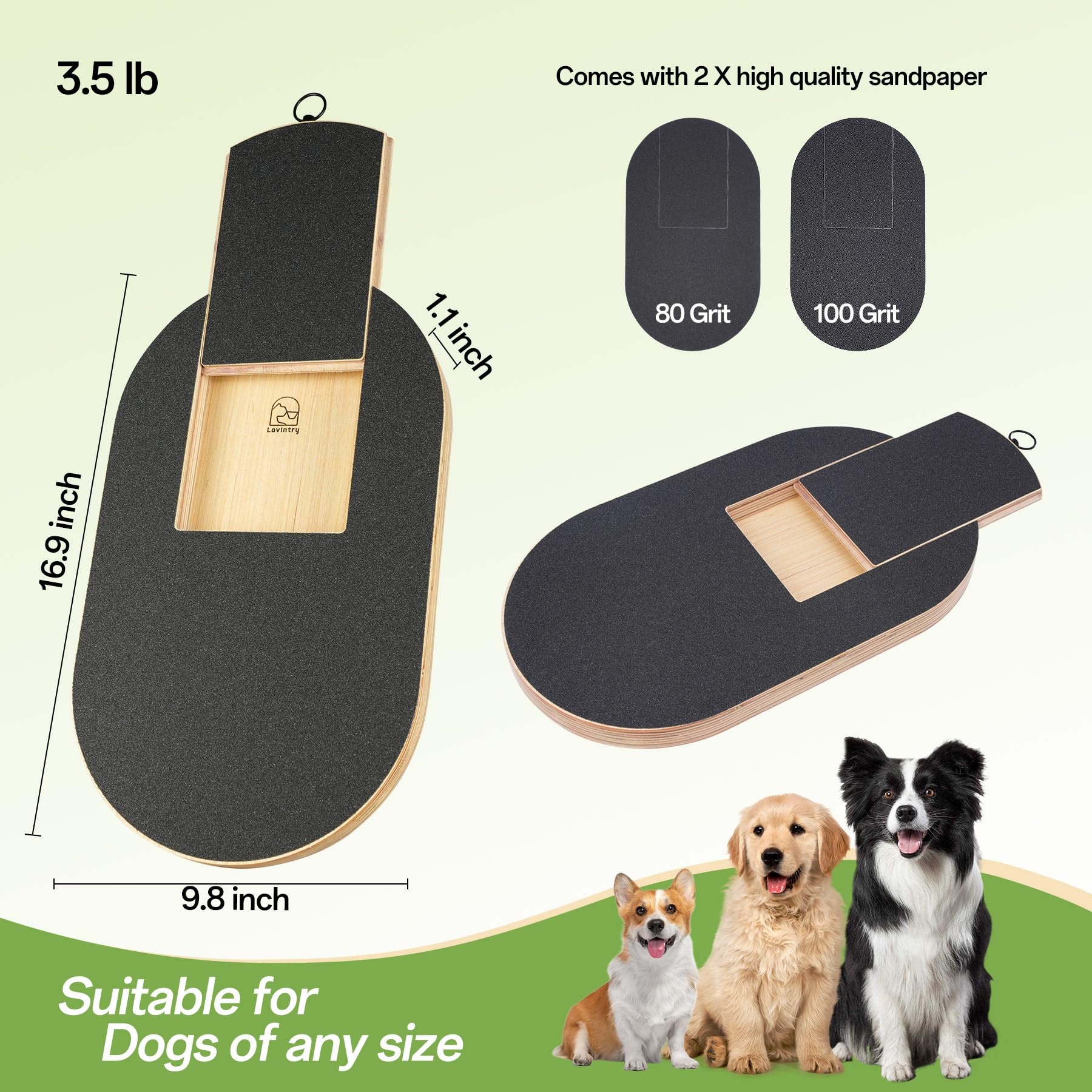 DOOKRON Oval Dog Scratch Pad for Nails Solid Nail Scratch Board with Treat for Dogs Durable Dog Nail File Toy - Image 3