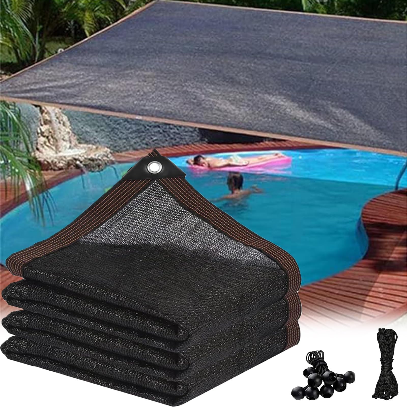 Bâche en Maille Résistante Noire 4,9 X 5,8 M (16 X 19 Pi), Œillets en Laiton Renforcés pour Une Installation Facile, Filet D'Ombrage pour Serre, Couverture De Terrasse, Protection pour Plant