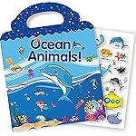 Reusable Sticker Book for Kids, Ocean Stickers Educational Learning Toys Travel Stickers Activity Books for Toddler Girls Boys Age 3+ Birthday Gifts