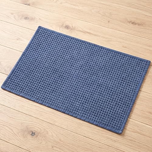 Miniatura 1 de Alfombras de baño antideslizantes, lavables, súper absorbentes, delgadas, para pequeñas alfombras de baño de pelo bajo de secado rápido (azul