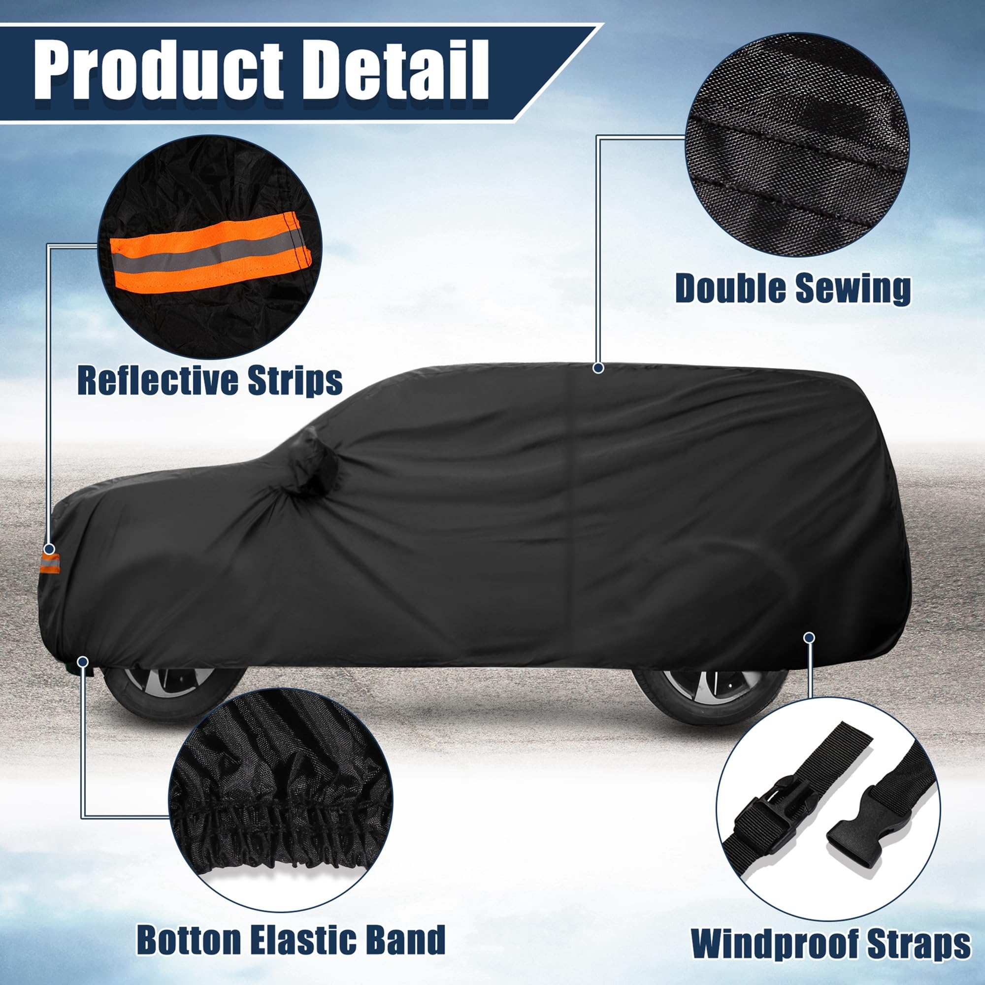 X AUTOHAUX SUV Car Cover for Chevrolet Tahoe 4 Door 2007-2024 Outdoor Waterproof Sun Rain Dust Wind Snow — view 6