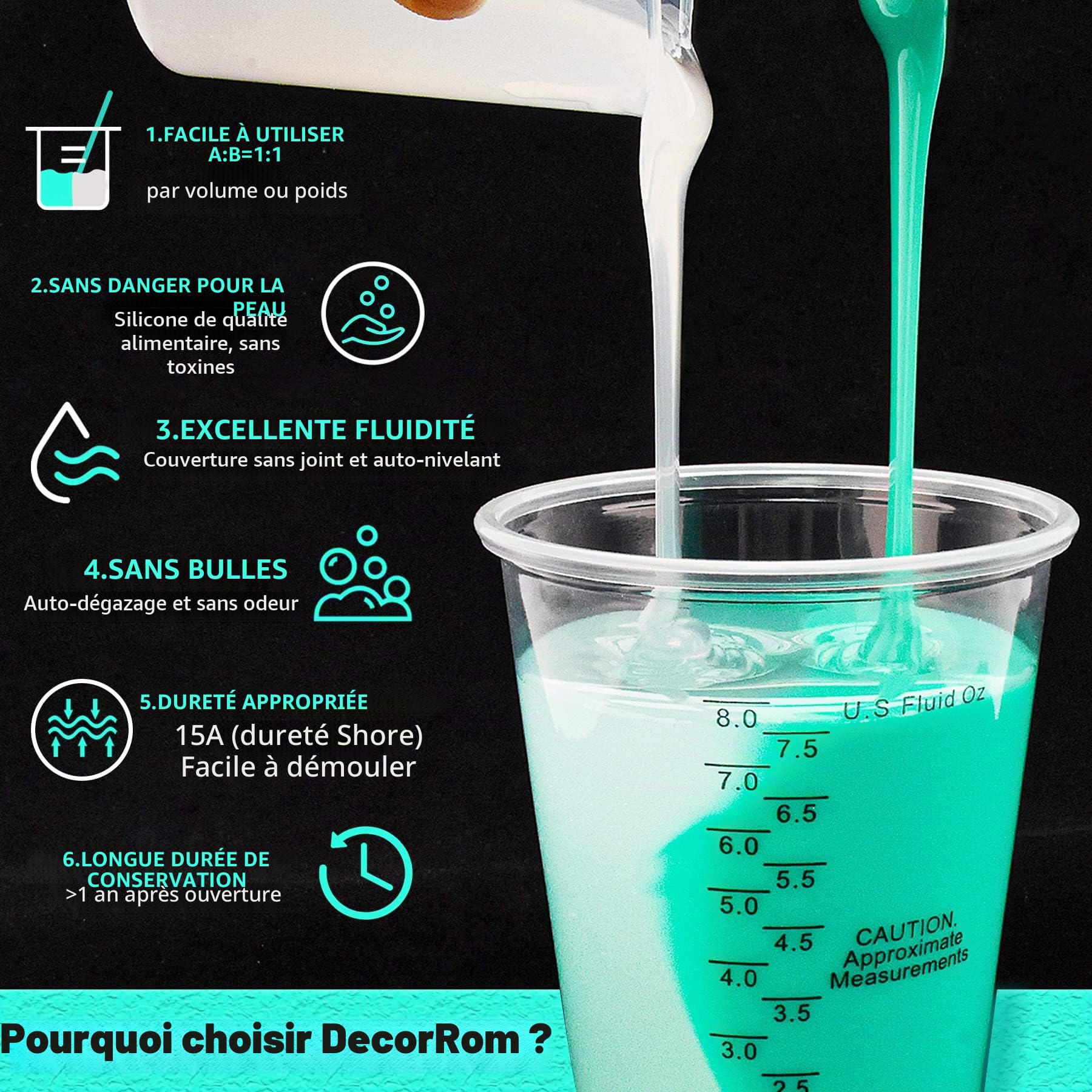 Kit de Caoutchouc de Silicone Liquide 9kg (8.3L) - Ratio de Mélange 1:1 avec Boîtier de Moule Réglable - Pour la Création de Moules à Résine, Savon, Bijoux et Loisirs Créatifs DIY