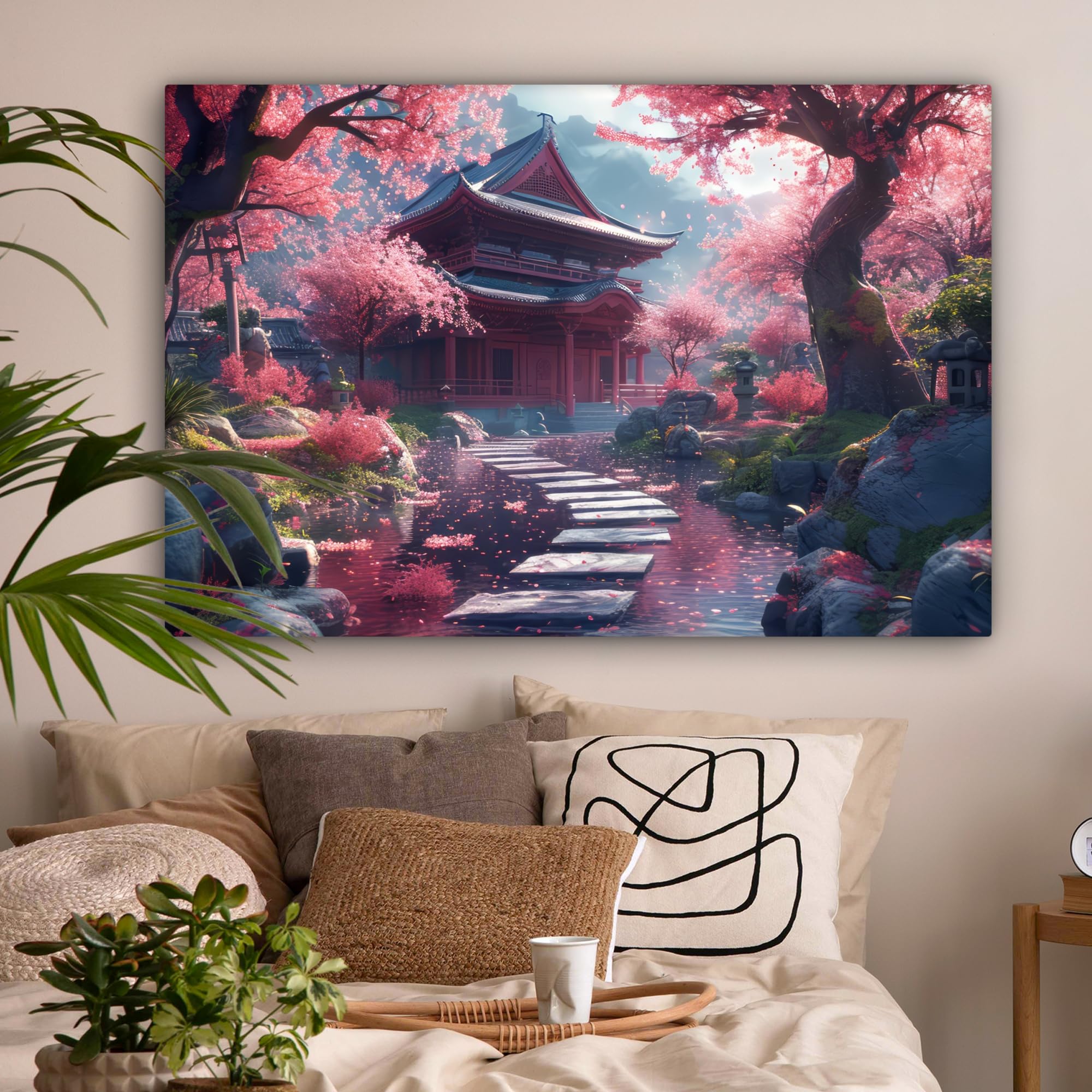 MuchoWow© Quadro su Tela Stampe da Parete Quadri Cucina Camera da Letto | 120x80 cm - Dipinto Arredamento Casa Giardino giapponese - Fiori di ciliegio - Alberi di sakura - Giappone