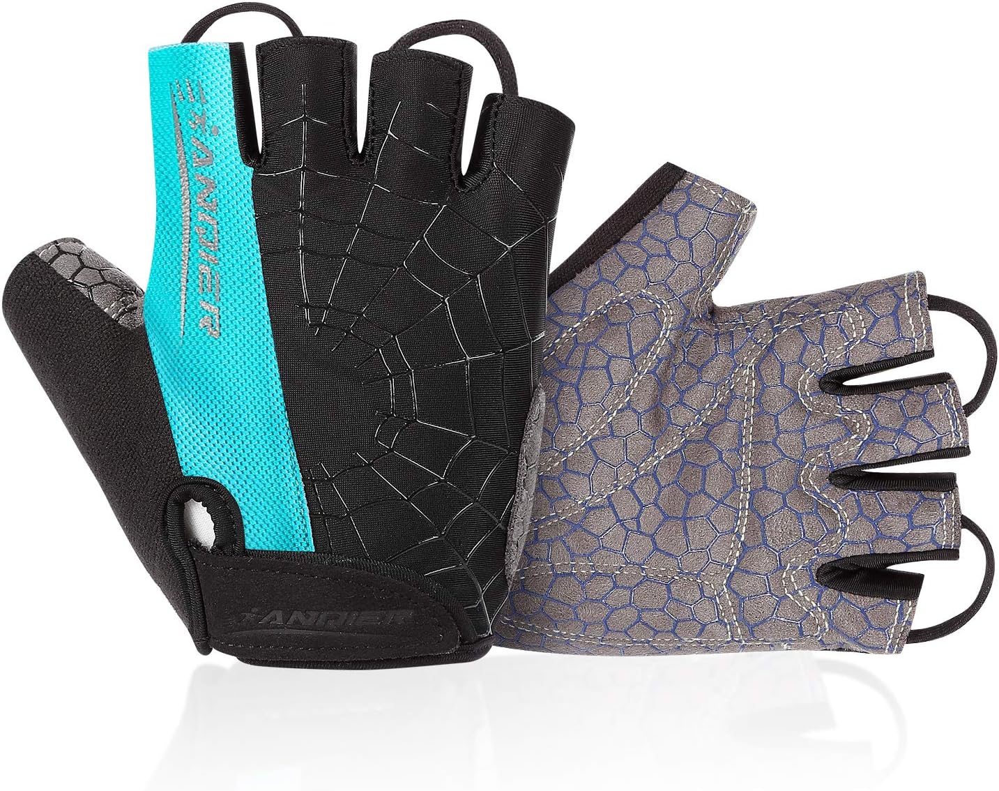 Cycling Gloves Bike Gloves Mens Womens Shock-Absorbing Pad Anti-Slip Half Finger Weight Lifting Gloves Biking Gloves Workout Gloves Mountain Climbing Bicycle Exercise Gloves (Blue,XL)