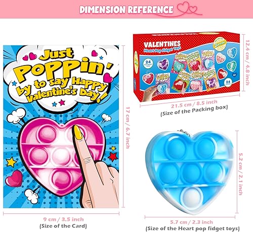 Miniatura 4 de SURCVIO Regalos para el día de San Valentín para niños, paquete de 24 unidades Pop Fidget en forma de corazón, mini burbujas de empuje, sensorial,