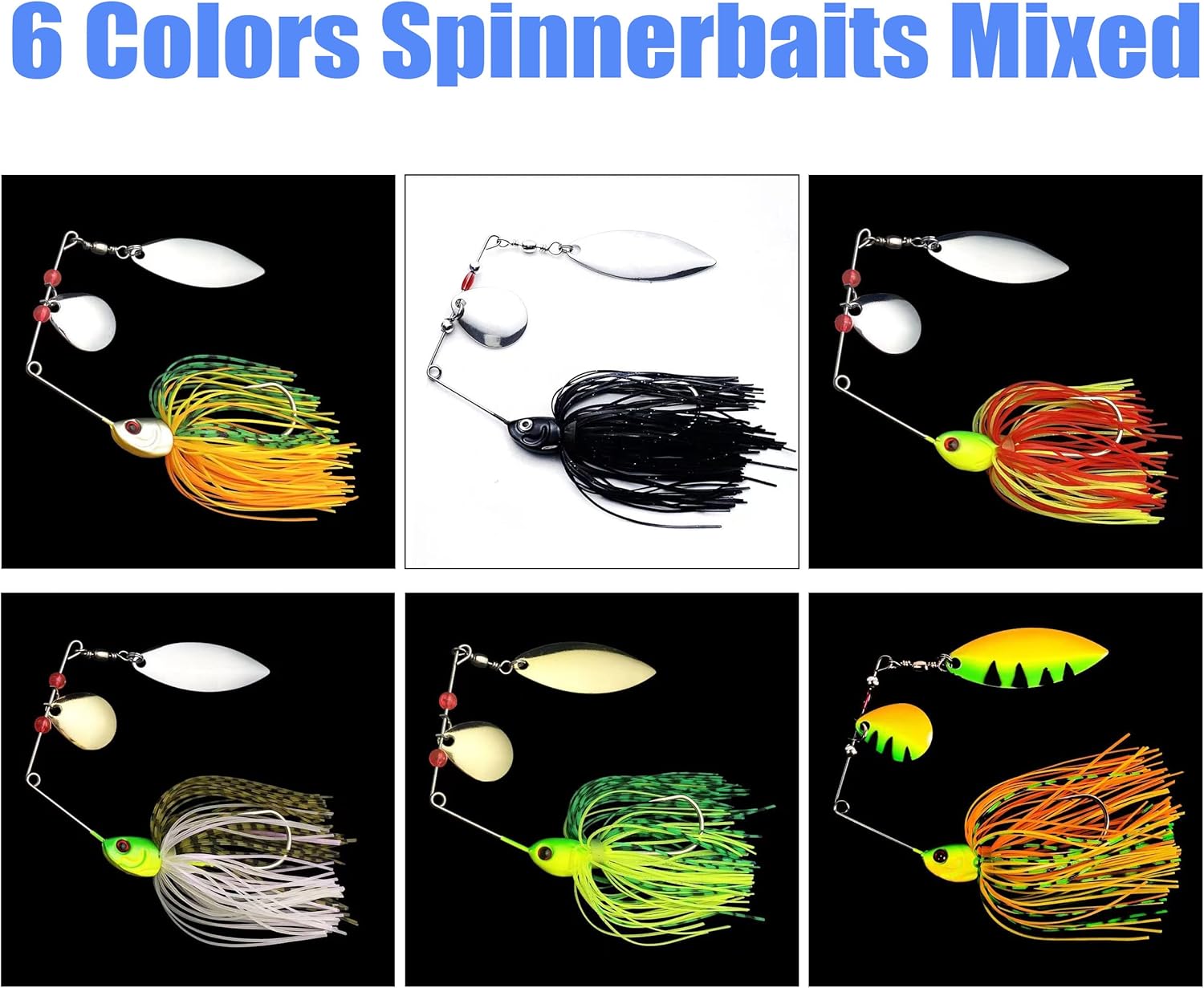 Spinnerbait Bass Fishing Lures Kit Spinner Baits Bass Fishing Lure Hard Metal Lure Topwater Buzzbait Swimbait for Pike Bass Trout Salmon Freshwater Saltwater Fishing