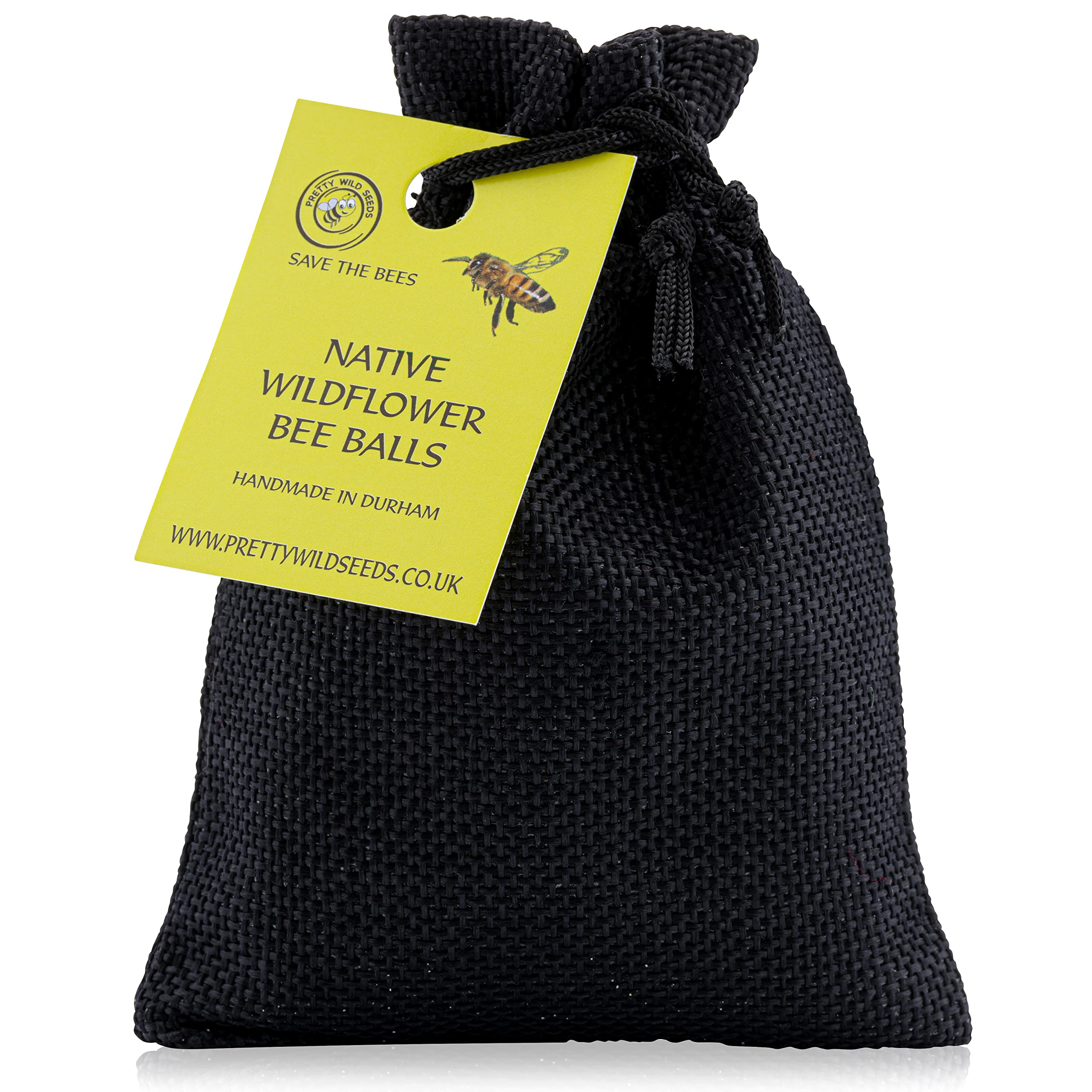 Wildflower Seeds Bee Balls Seed Bombs in Natural Cotton Sack Handmade with Clay & Seeds to Save The Bees #savethebees (Black)