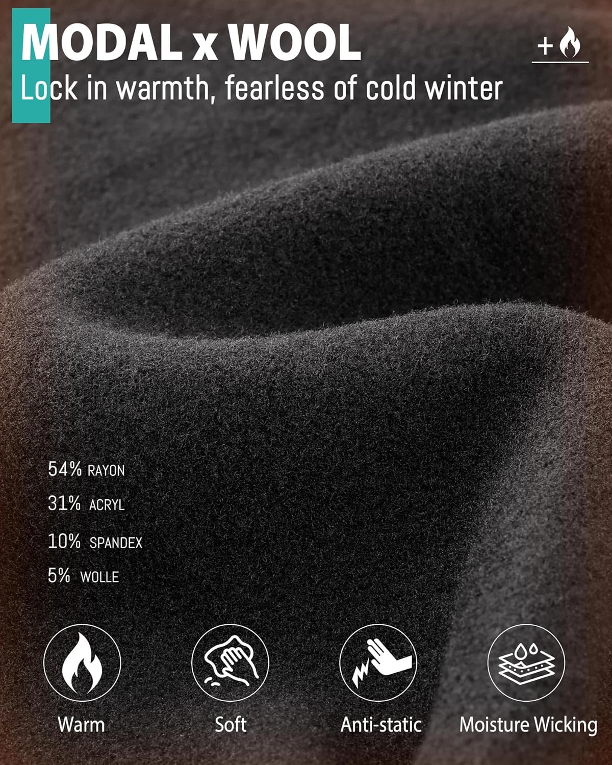 Balaclava Ski Mask for Men & Women, Modal Wool Blend Soft Windproof Face Mask Thermal Winter Full Face Cover for Cold Weather - Image 3