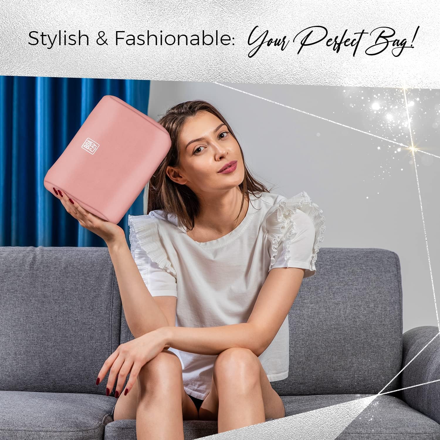 Large Cosmetic Makeup Bag, Zippered Pouch for Women Girls