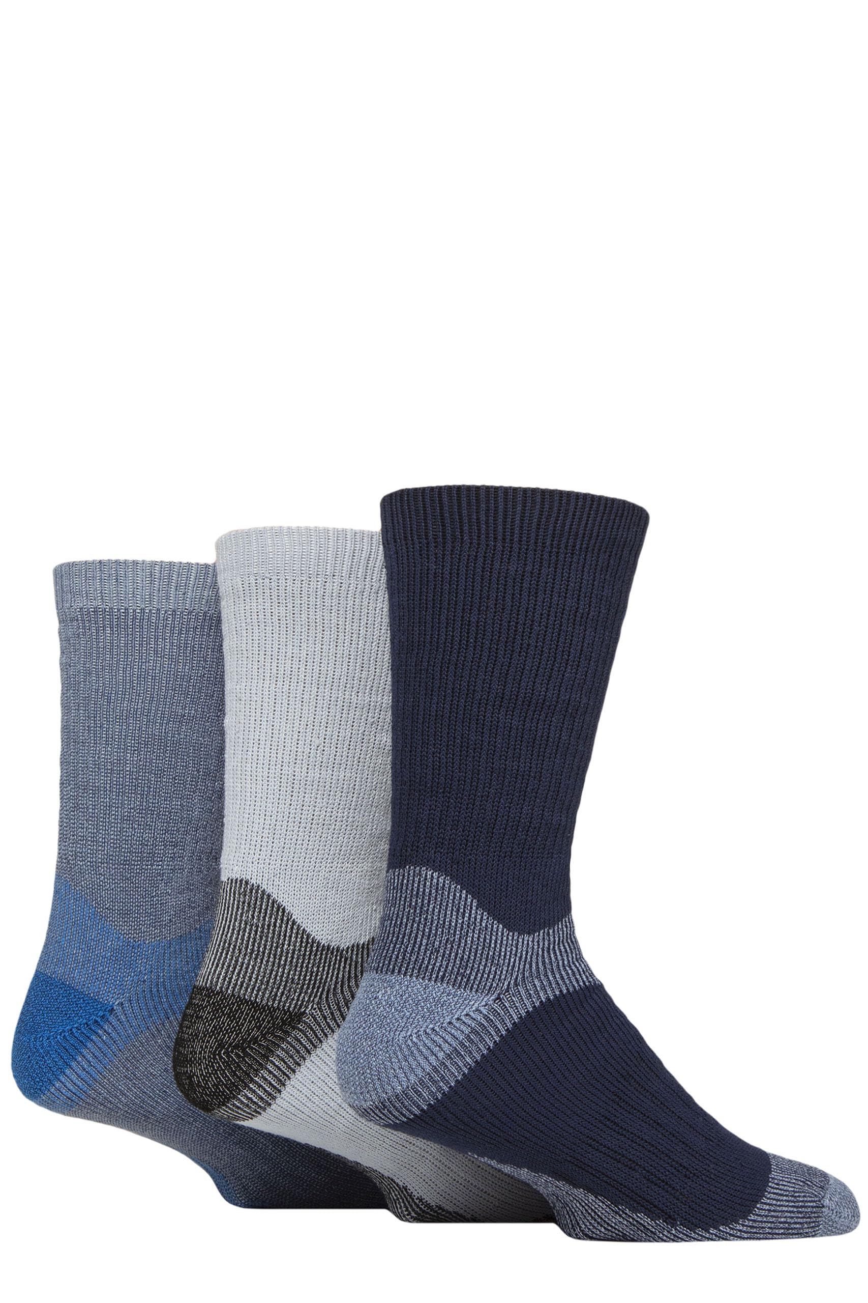Glenmuir Men's Fully Cushioned Boot Socks - Arch Supports, Breathable, Plain, Outdoor, Hiking, Walking, 3 Pair Multipack Size 7-11 Navy