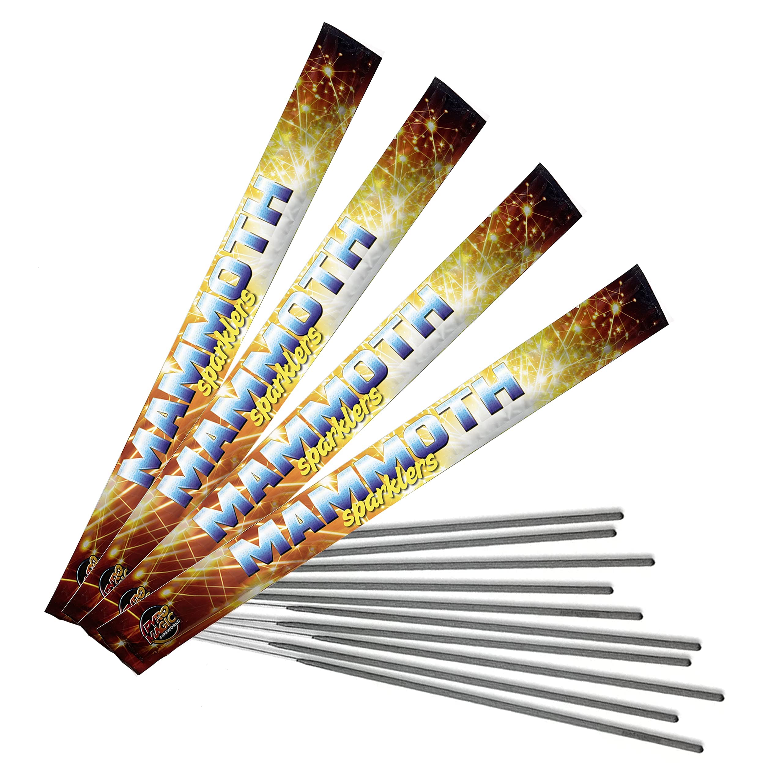 Pyro Magic FireworksMammoth Sparklers | 18 Inch Long Gold Sparklers for Celebrations, Weddings, Birthdays, Bonfire Night, Parties | 30 X 4 Pack (120 Sparklers) - Category F1