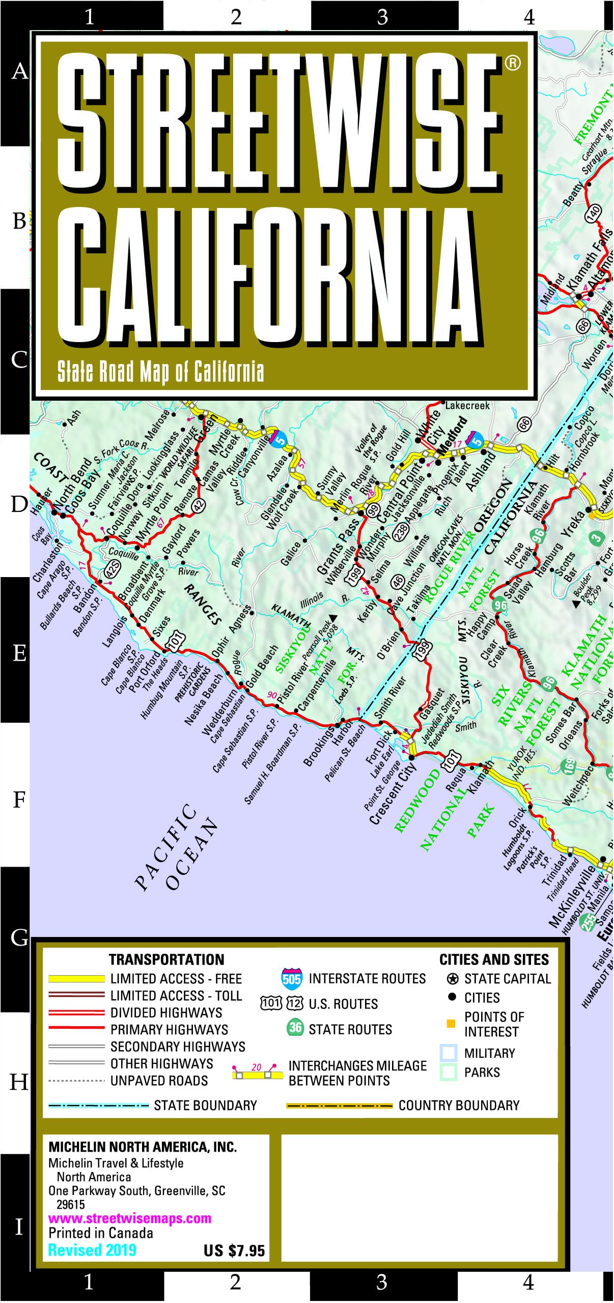 Streetwise California Map: Laminated State Road Map of California