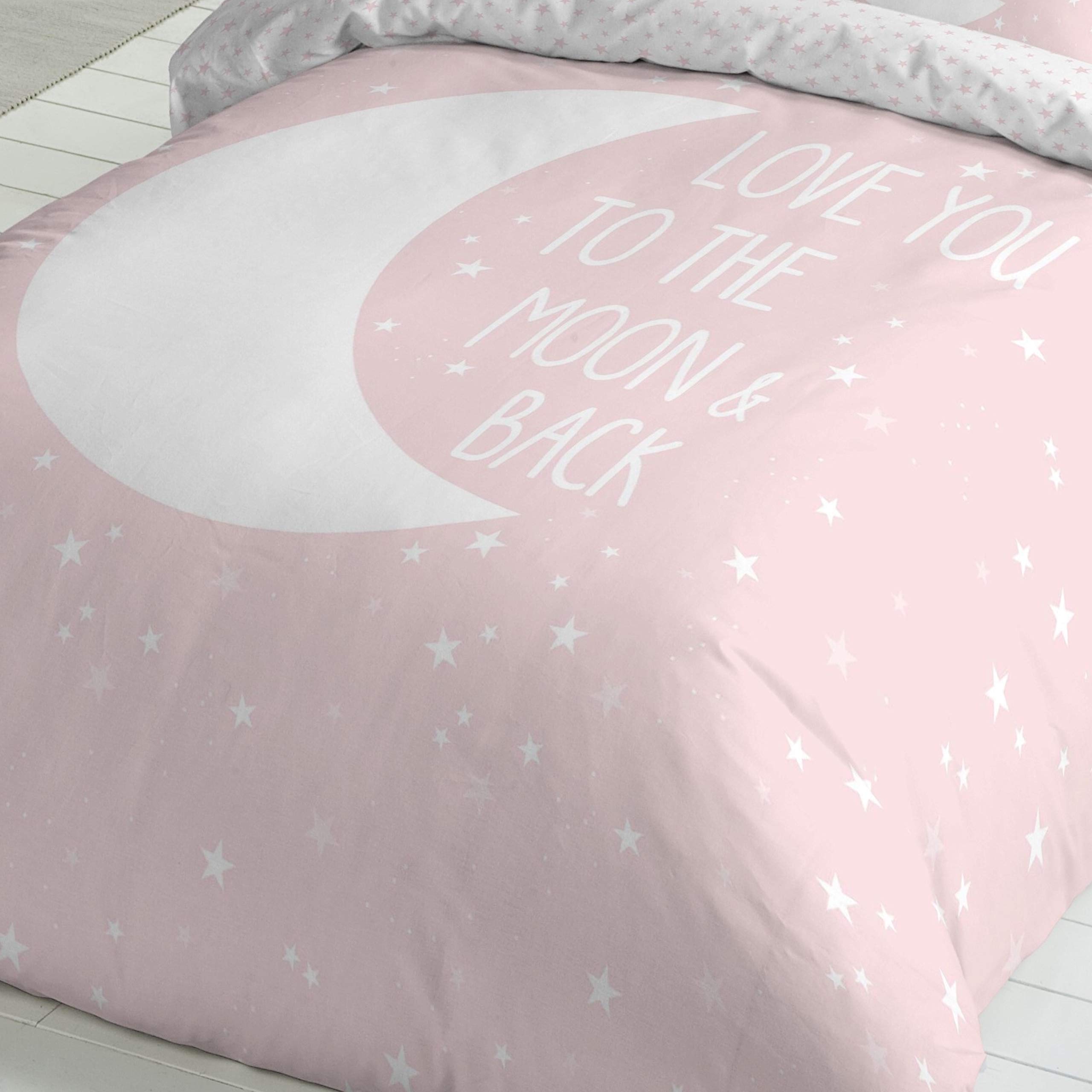 Funda Nordica Infantil/Juvenil Reversible Moon Pink Cama de 90
