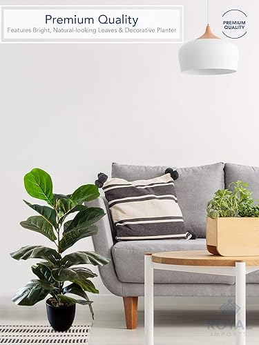 Miniatura 2 de Royal Imports Planta artificial de hoja de violín, árbol de higuera artificial de ficus, verde oscuro en maceta decorativa, 28 pulgadas de alto