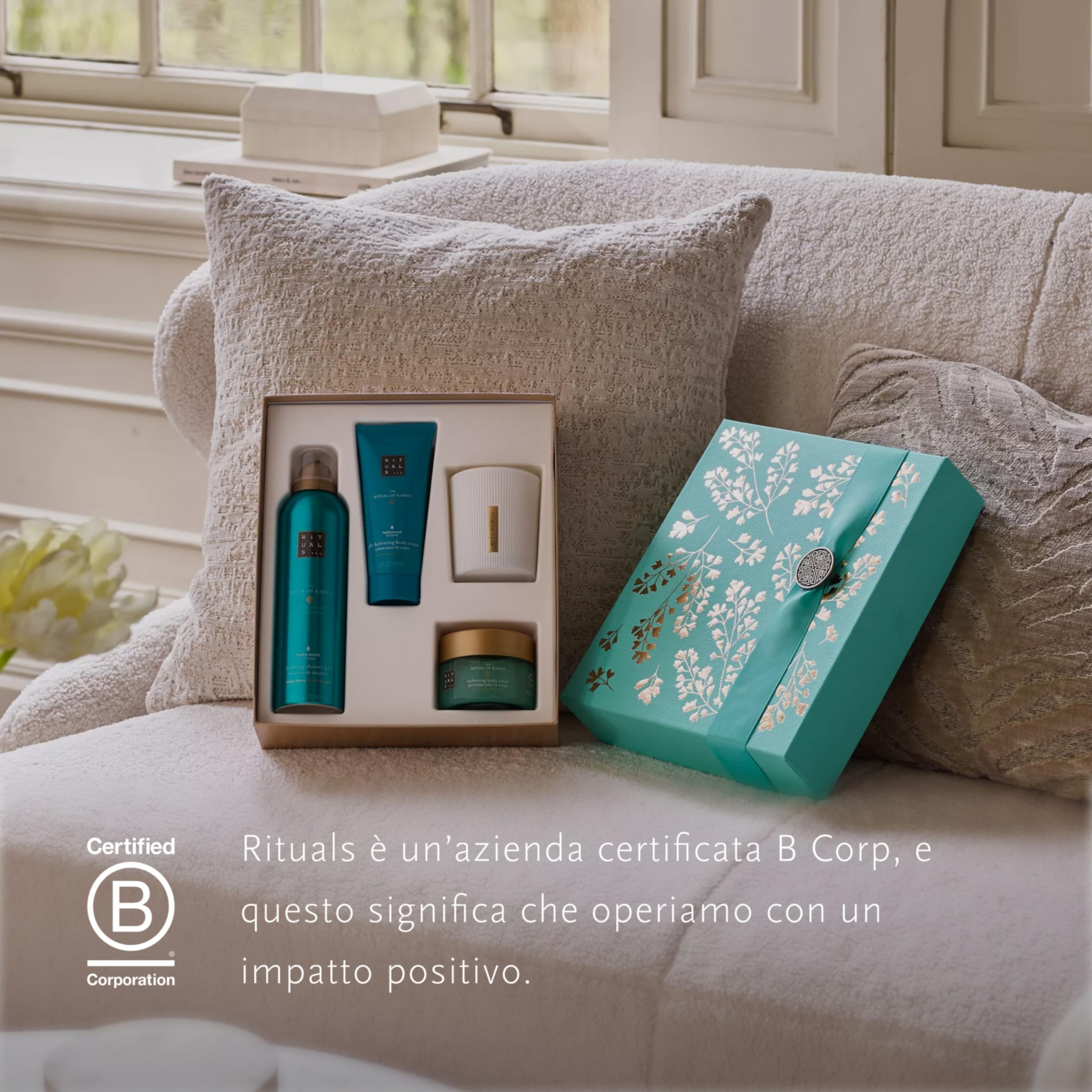 RITUALS Cofanetto regalo donna The Ritual of Karma, Medium – Set regalo donna con prodotti per la cura del corpo arricchiti con loto sacro e tè bianco – Set bagno con prodotti lenitivi e aroma floreal