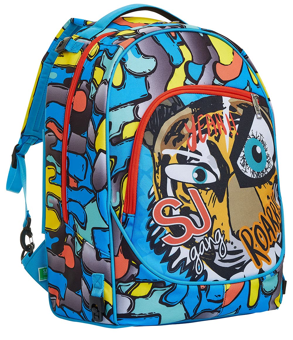 SJ GANG STYLE JAM GANG Trolley Scuola Sganciabile New Tech, Blu, Zaino con Carrello Sganciabile, 3 in 1, Triplo Uso, Trolley e Zaini, Scuola, Bambini e Ragazzi