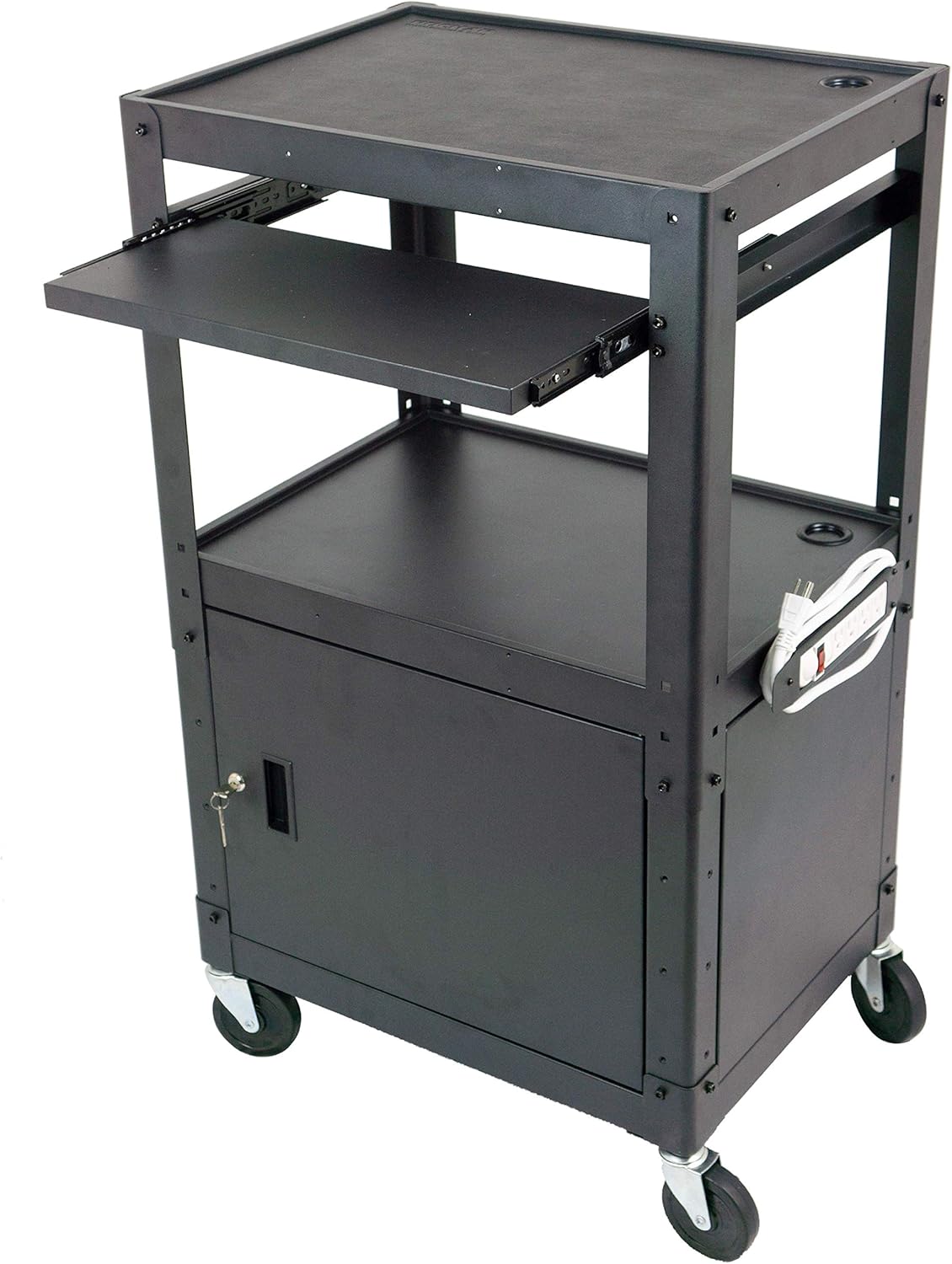 Buy Height Adjustable Steel Frame AV Cart with Keyboard Tray with