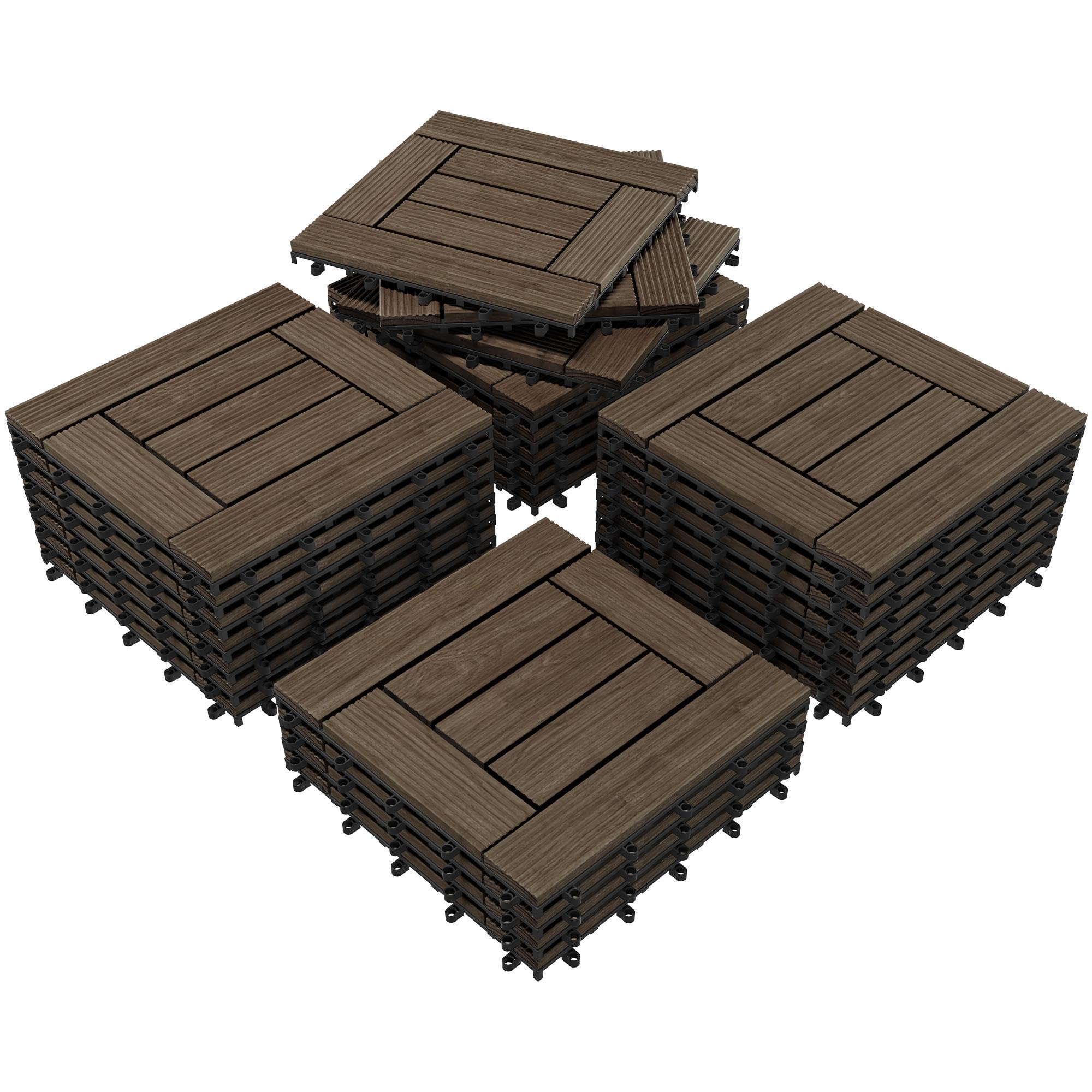 Yaheetech 27PCS Wooden Flooring Patio Deck Tiles