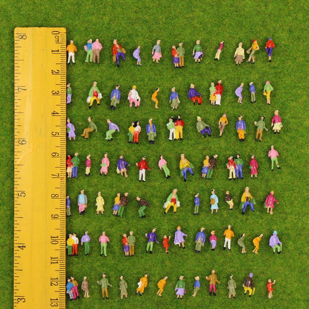 Evemodel P150W 100pcs 1:160 Painted Figures N Scale Standing People Assorted Poses Model Trains