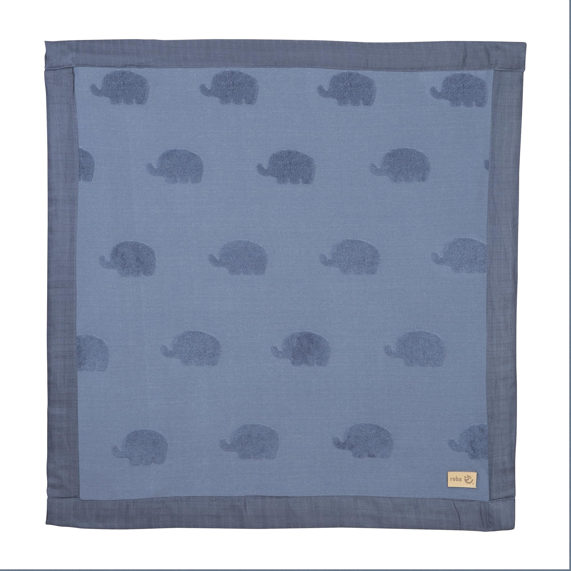 roba Baby Blanket Lil Elephant 80 x 80 cm - GOTS Certified - Light Blue Moon