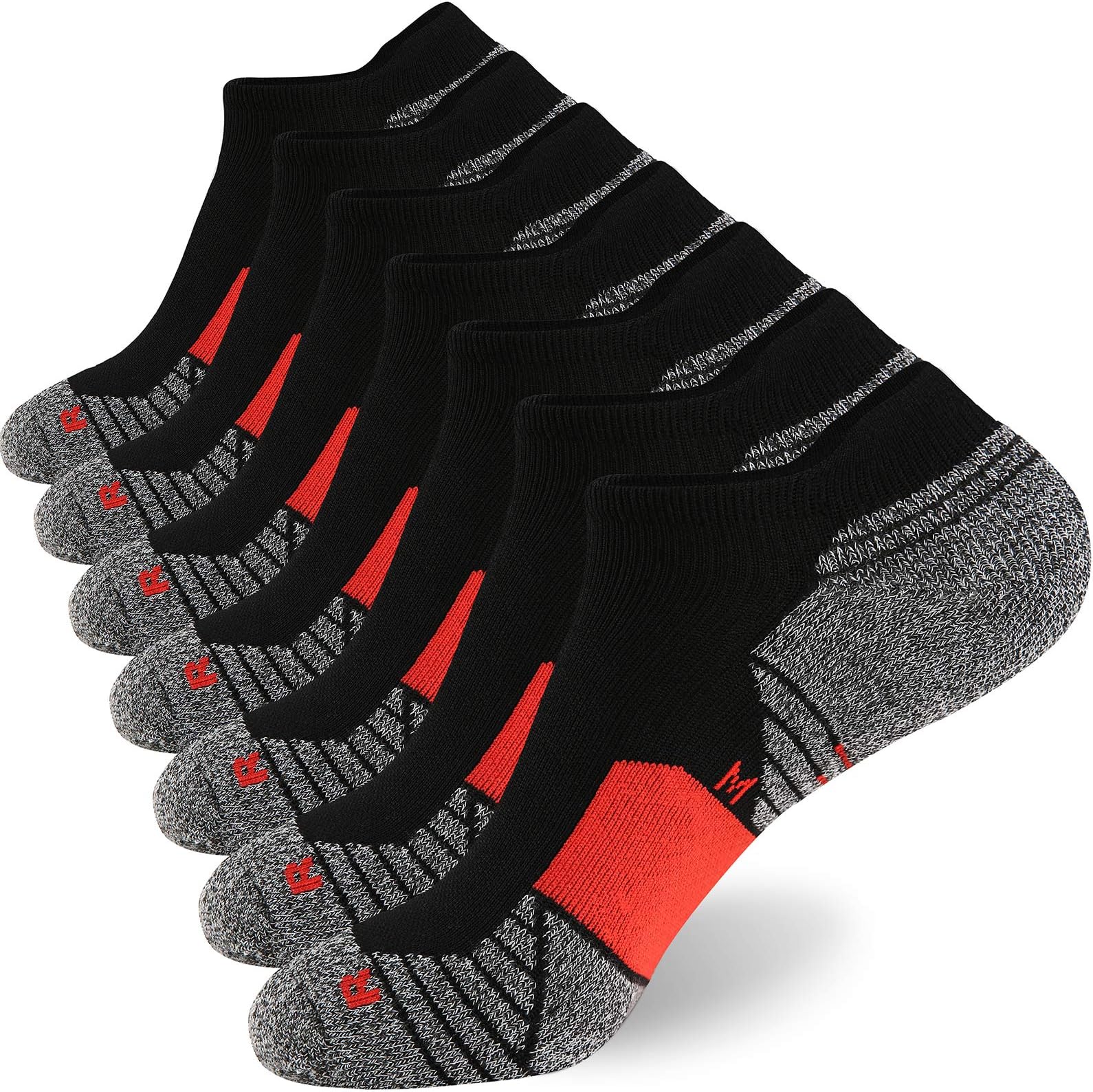Men's Athletic Running Socks 7 Pairs Thick Cushion Ankle Socks for Men Sport Low Cut 6-9/10-12/12-14