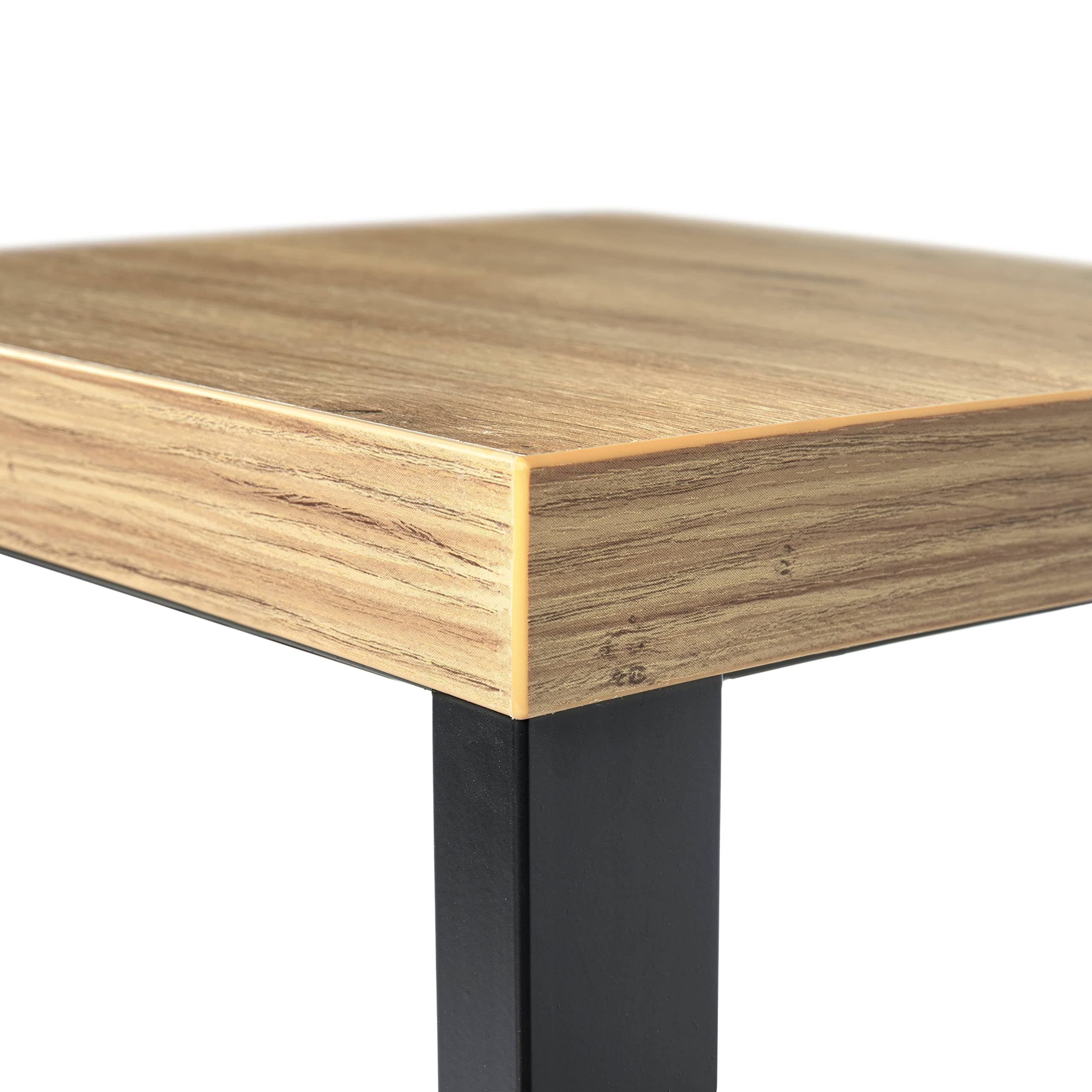 Tabouret de bar, industriel en métal avec repose-pieds H60 cm (Hêtre, Noir)