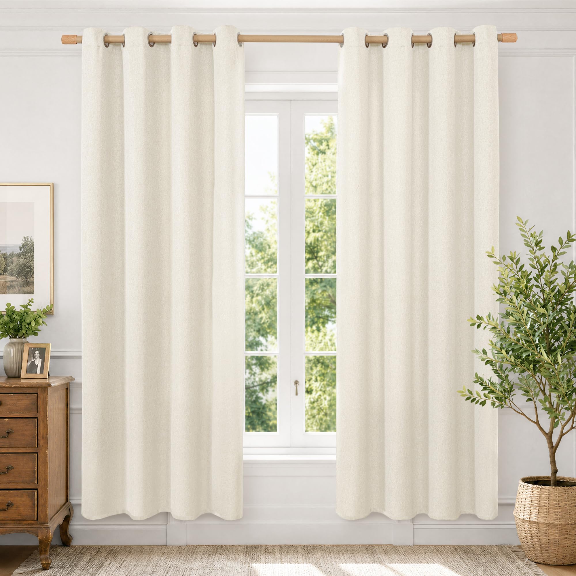 BGment Ivory Linen Curtains 78 Inch Length for Living Room, Window Treatments Thick Non See Through with Grommet Dining Decor for Bedroom Light Filtering, 2 Panels Set, Each 52 Inch Wide