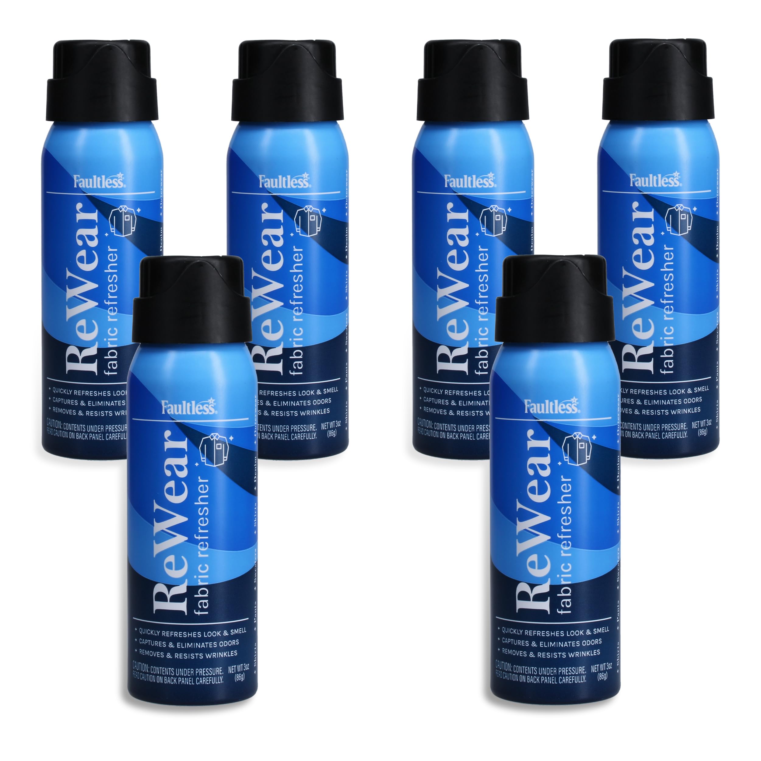 ReWear Fabric Refresher On-The-Go 3 oz. Multipack (6-Pack) - TSA-Friendly Travel Size, Wrinkle & Odor Remover for Clothes