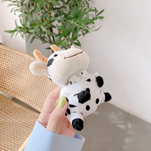 Miniatura 4 de Bonita funda de felpa suave de piel de vaca Moo de peluche con clip Keychian