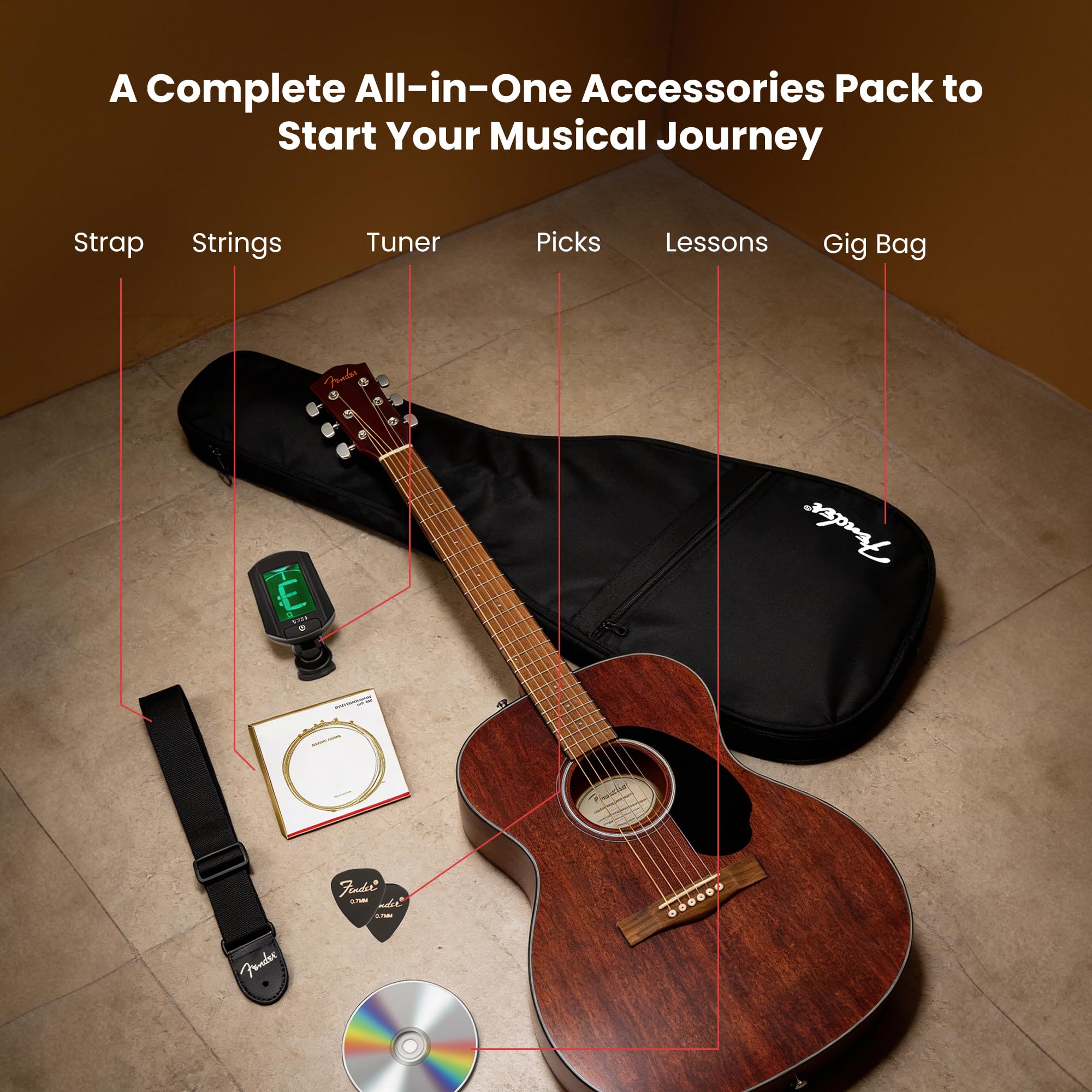 Amazon | Fender CC-60S Solid Top Concert Size Acoustic Guitar