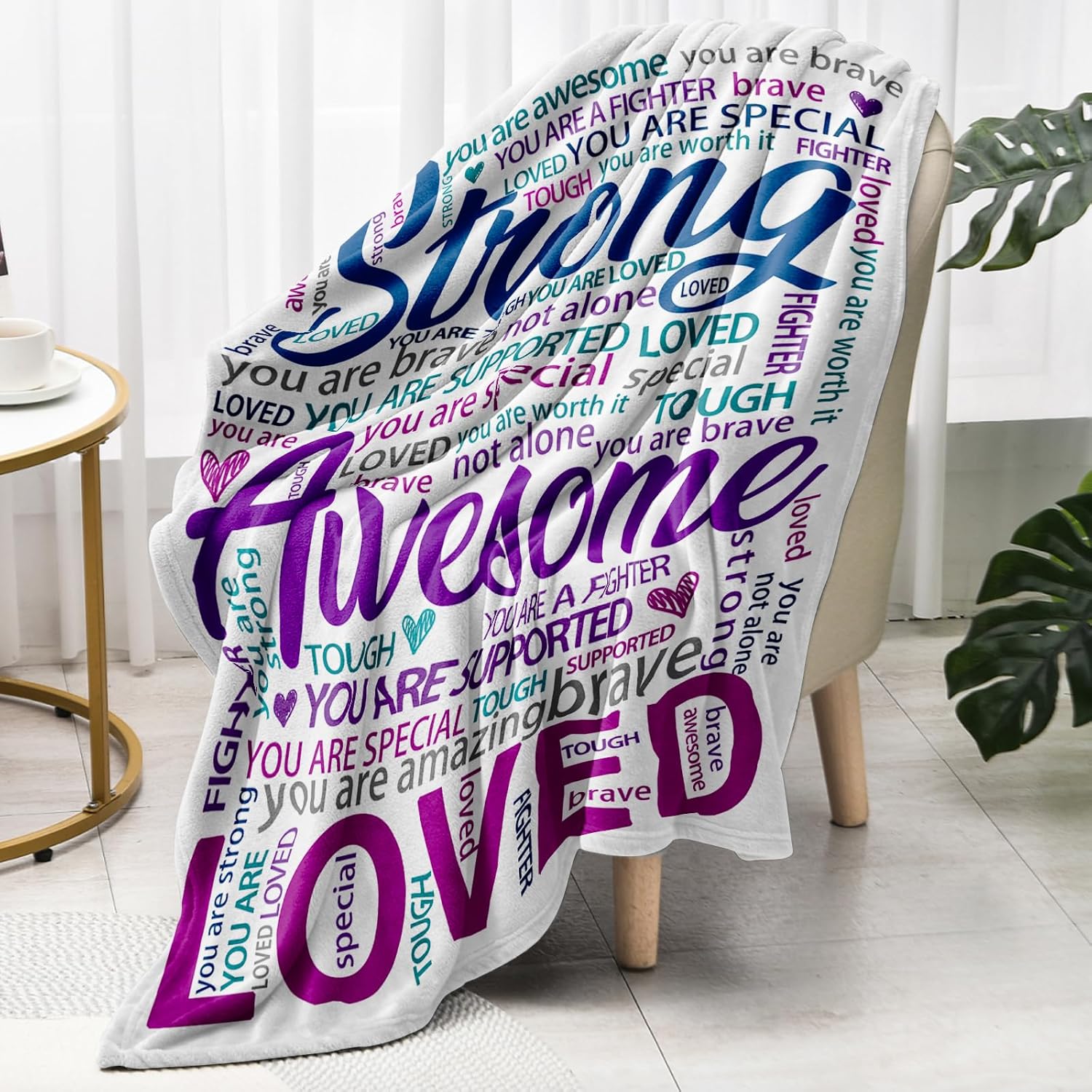 Super Soft Hug Blanket, Get Well Soon Gifts Blanket for Women After Surgery, Inspirational Gifts & Cancer Care Gifts for Women, Thinking of You Gifts for Friend Sister Coworker 60"x80" Rainbow