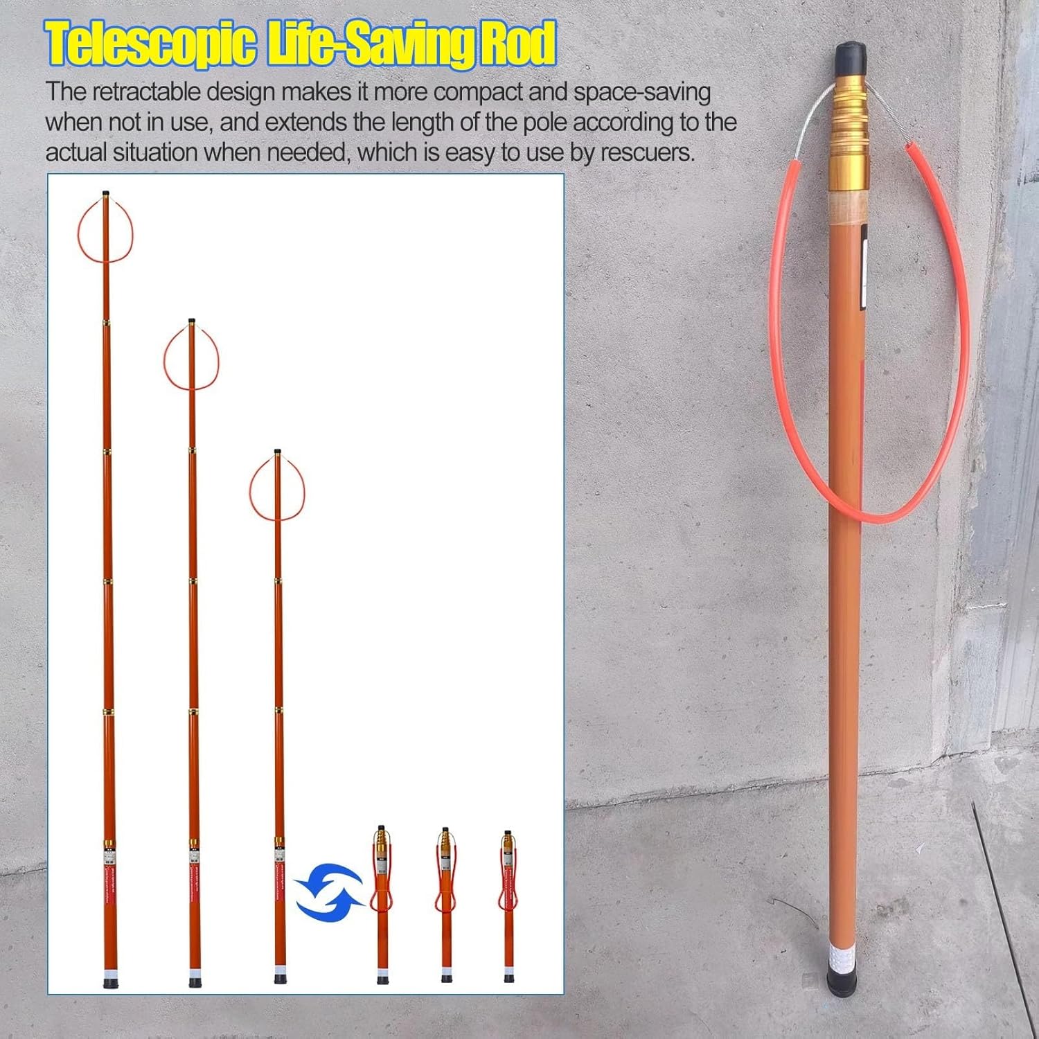 Emergency Rescue Pole Hook - Adjustable Lifeguard Safety Device for Pools, Portable Life-Saving Rod (1.2-5.5m/4.9ft-18ft), Essential Lifesaving Accessory