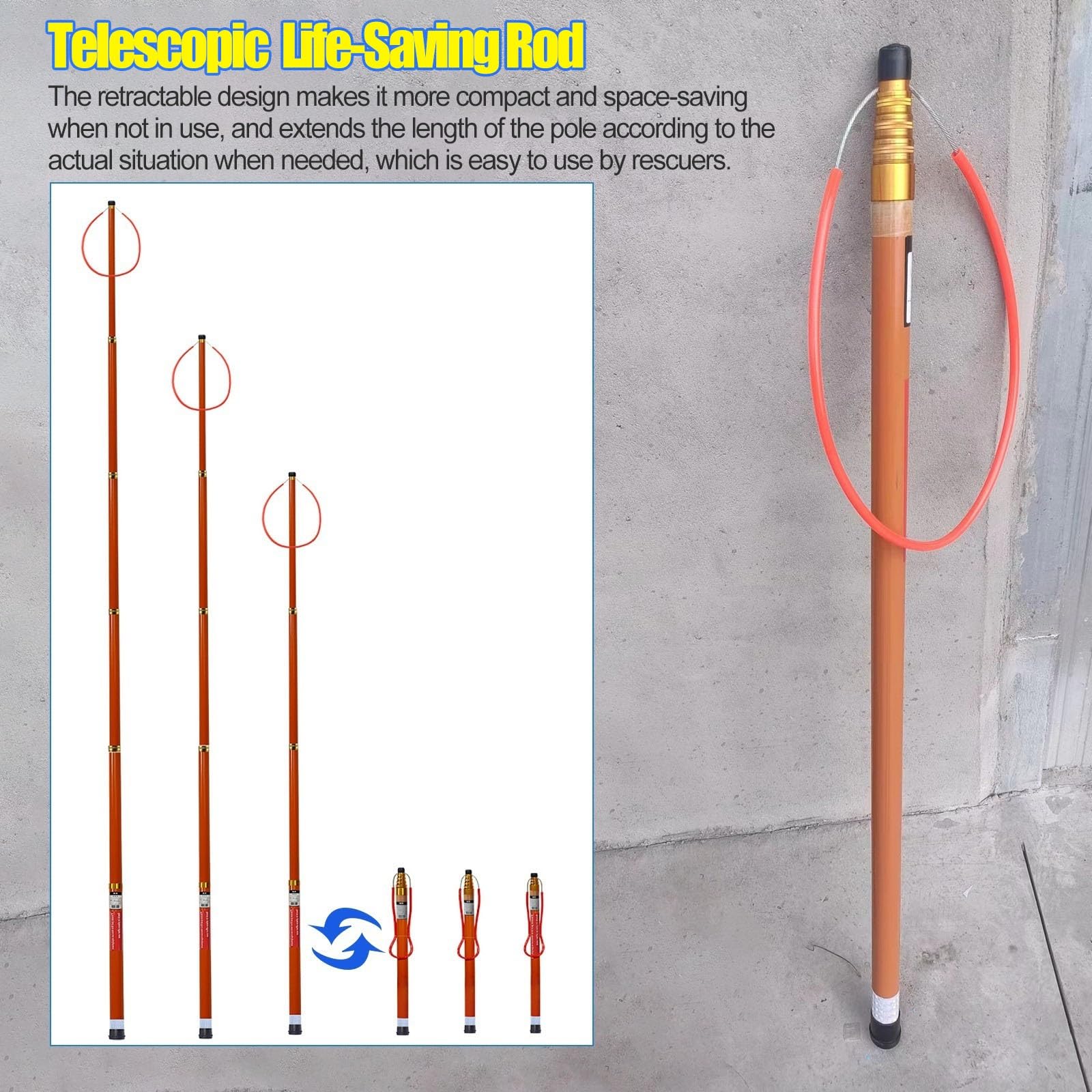 Palo Telescopico per Piscina Dispositivo Di Salvataggio Di Emergenza Estensibile Per Uso Commerciale Gancio Di Sicurezza Per Piscina Con Asta, Leggero Portatile Accessori Per Bagnini Asta Di Salvatagg