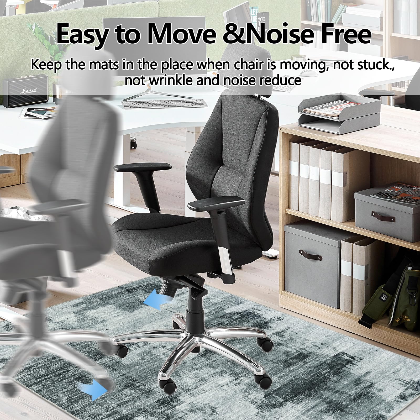 Famibay Office Chair Mat for Hardwood Floor 120x150cm Desk Chair Mat Large Dark Grey Office Chair Floor Protector Mat Rubber for Hard Wooden Tile Anti Skidding Washable - Image 3