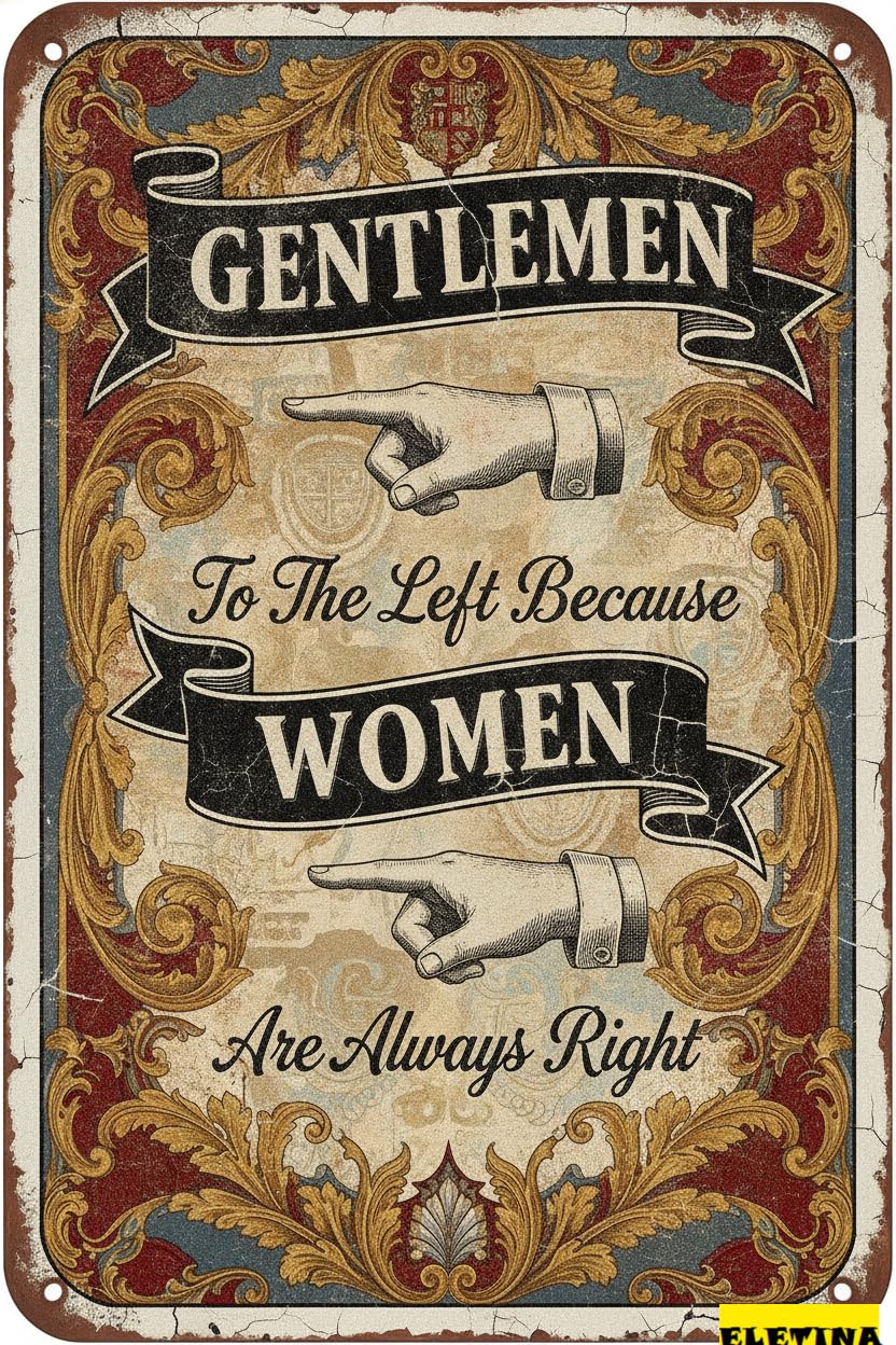 Personalized Sign for Man Cave Bathroom Metal Gentlemen To The Left Because Wo Always Right Decorate On Funny Metal Toilet Novelty Bathroom Wall 8x12inch (dm36) Private Property Decorative