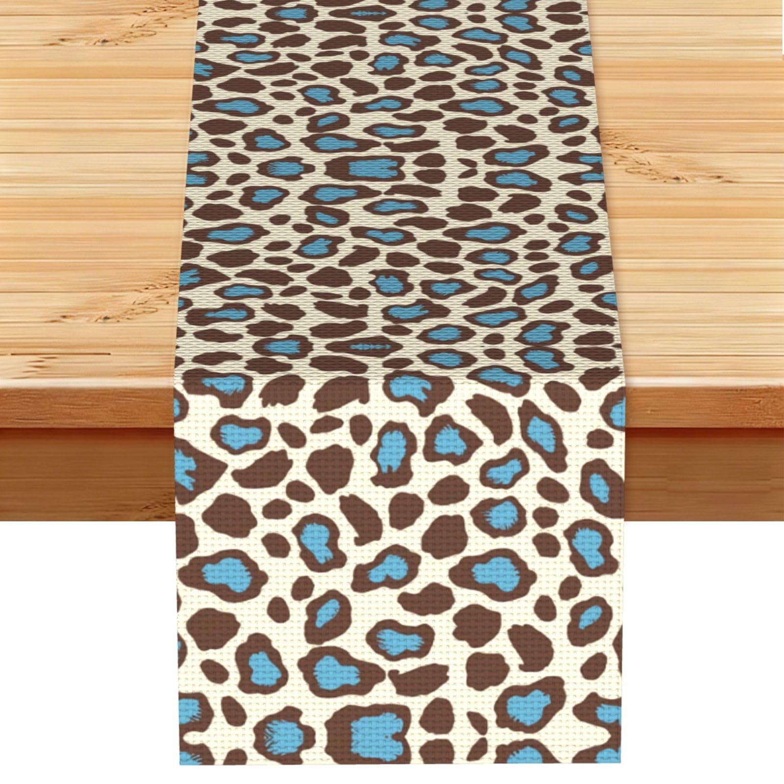 Blue leopard print Linen Feel Table Runner Wedding Party Home Decoration