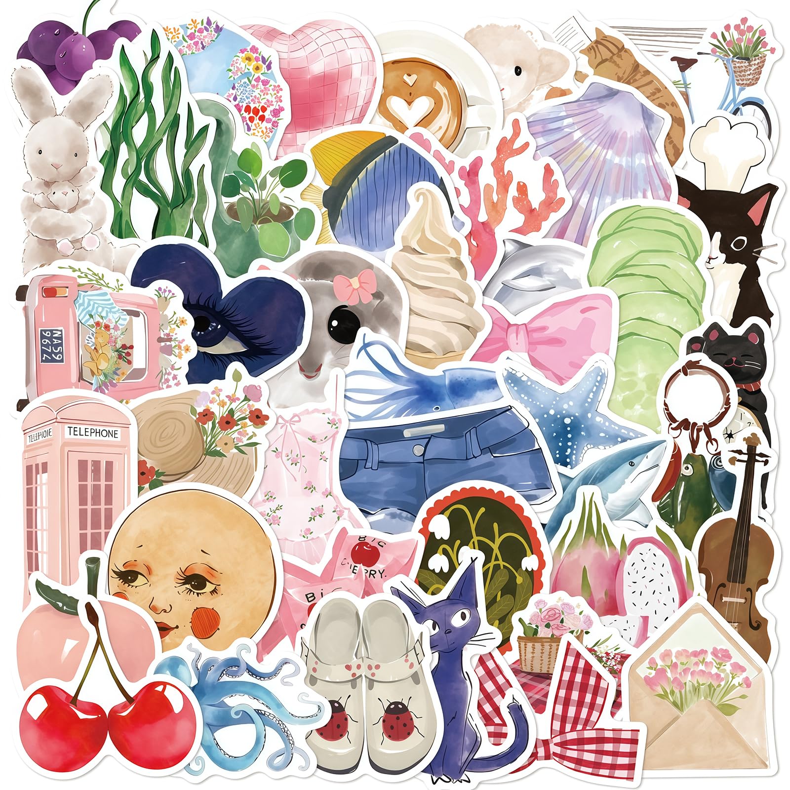 100 Stück Vintage Autoadhesivos, Sticker Aesthetic para Botellas de Agua, Scrapbooking, Portátiles, Pegatinas de Vinilo Impermeables para Niños, Niñas, Jóvenes Estética Artículos