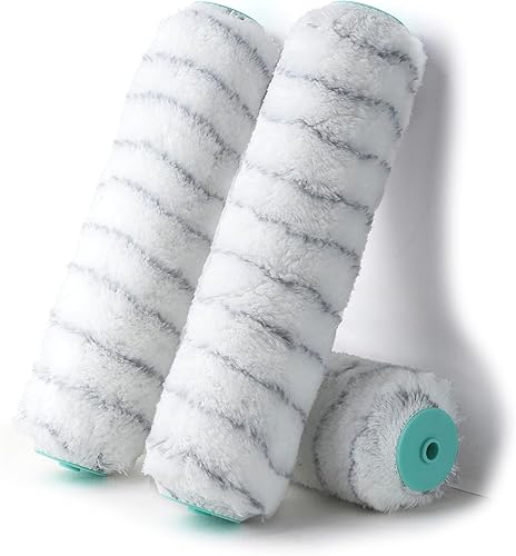 Cubiertas de rodillo de tela tejida de nailon (poliamida) de 12 pulgadas, NAP de 34 pulgadas, paquete de 3. Todas las pinturas adaptadas, adecuadas