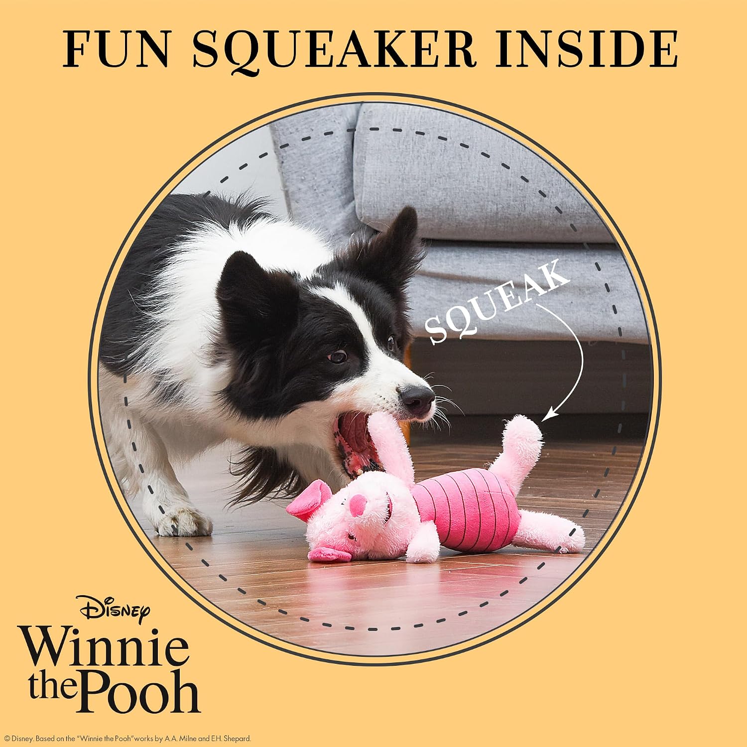 Disney for Pets Winnie the Pooh Piglet Figure Dog Toy, 9 Inch | Built-in squeaker, officially licensed Disney product, cute character design, fun interactive toy, great gift for fans
