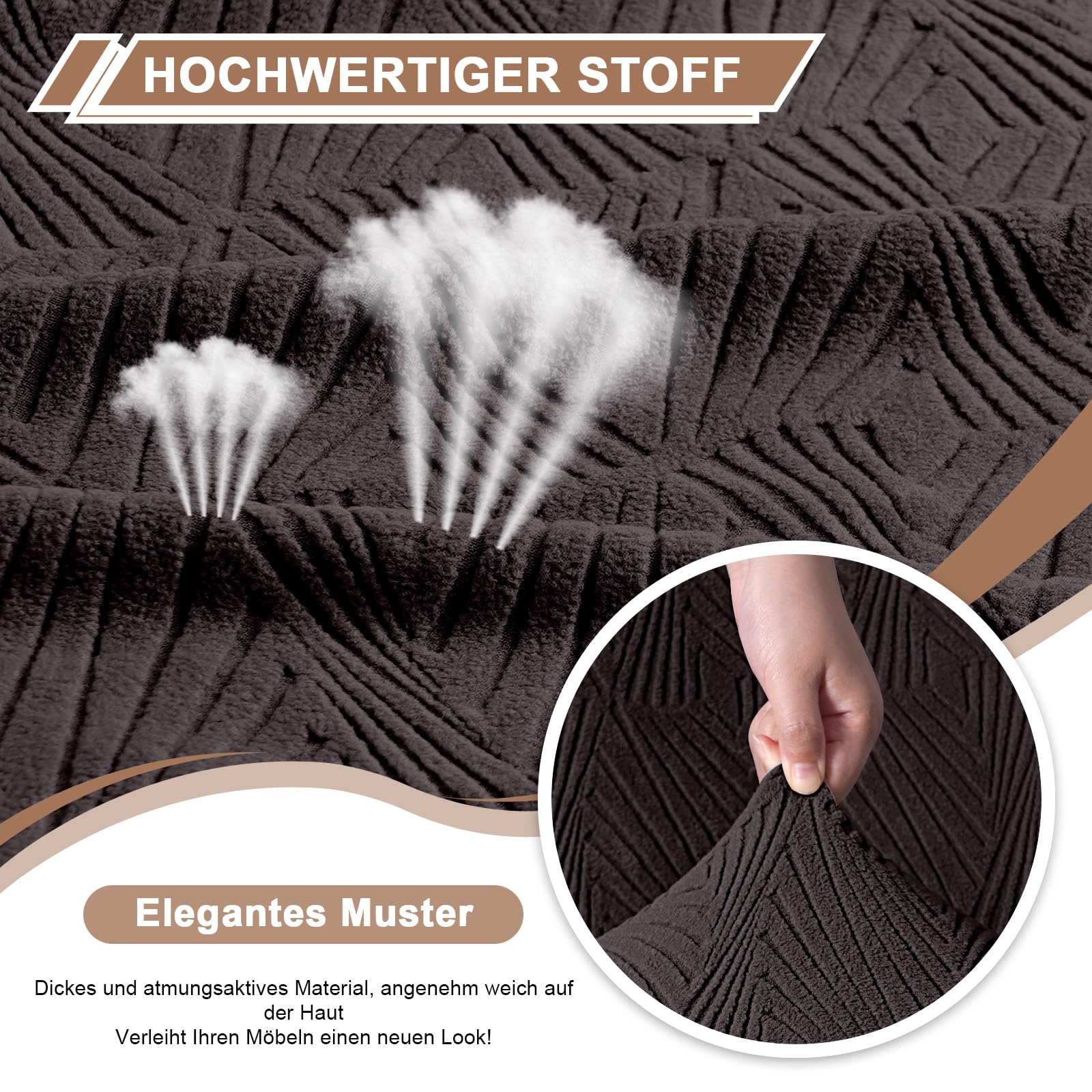 TAOCOCO Stretch Sesselschoner für Relaxsessel mit Armlehnen, Jacquard Sesselüberzug für Fernsehsessel, weich und waschbar Sesselbezug für Haushalte mit Kindern und Haustieren (1-Sitzer, Schokolade)