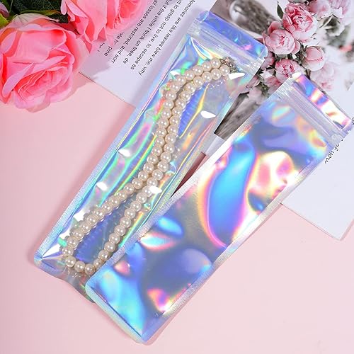 Miniatura 5 de 100 bolsas resellables a prueba de olores, bolsas planas transparentes para almacenamiento de alimentos, bolsas de embalaje de plástico de aluminio,