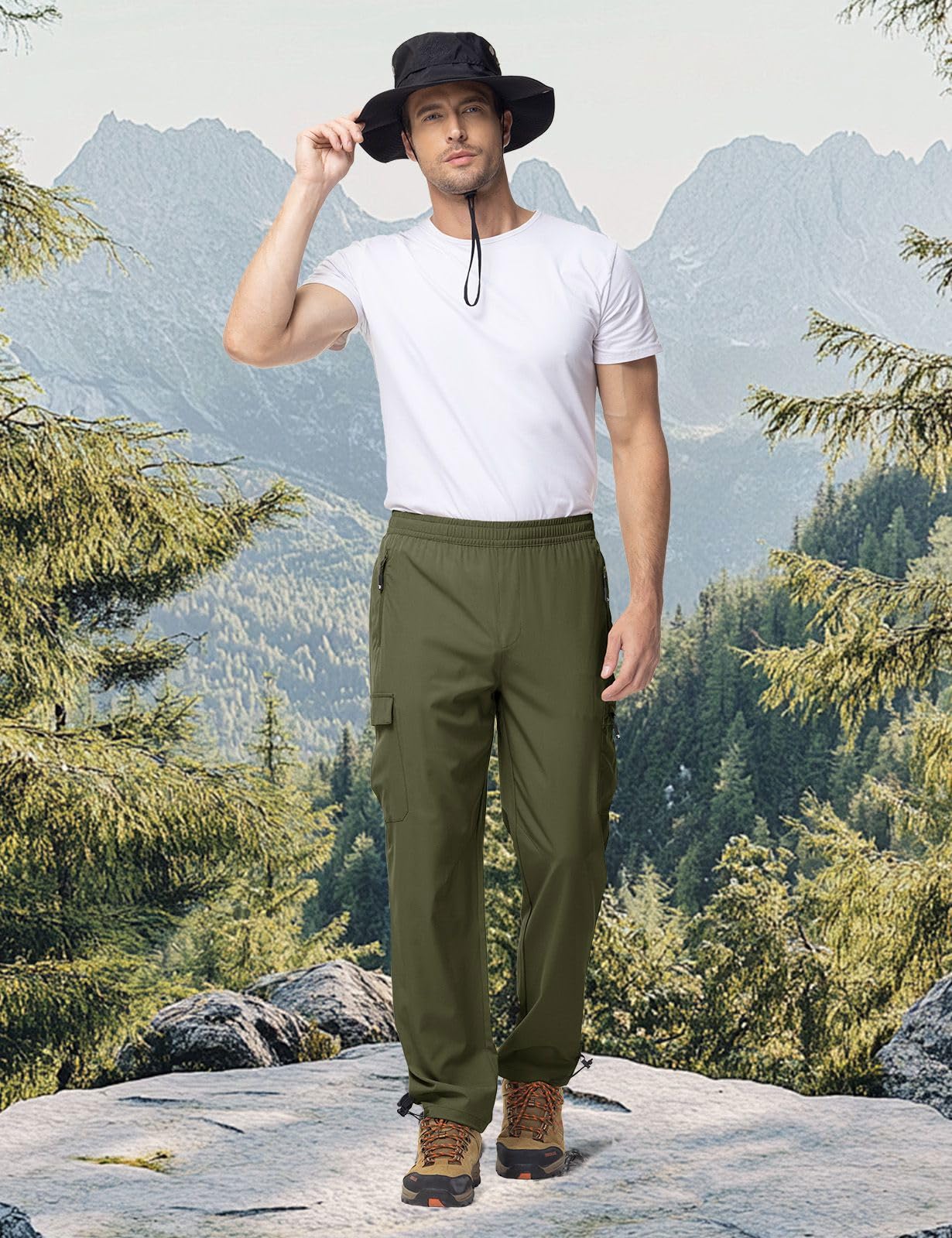 Rdruko Pantaloni da trekking da uomo, ad asciugatura rapida, impermeabili, elasticizzati, con 5 tasche, per escursioni, arrampicata, attività all'aperto