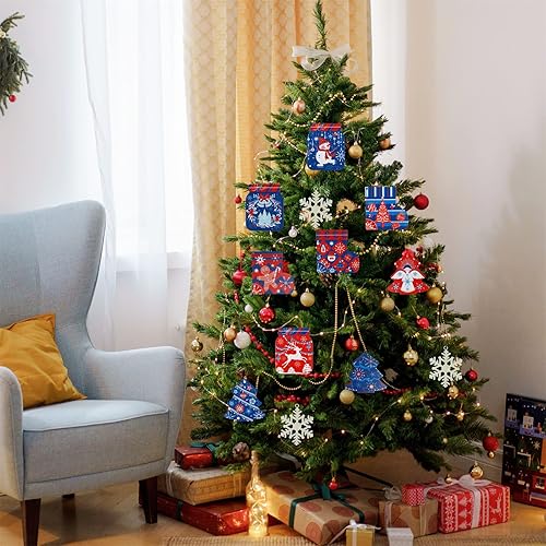 Miniatura 6 de foxany Decoración de pared de Navidad de metal, 12 piezas de copos de nieve de árbol de Navidad, escultura de arte de pared colgante, letreros de