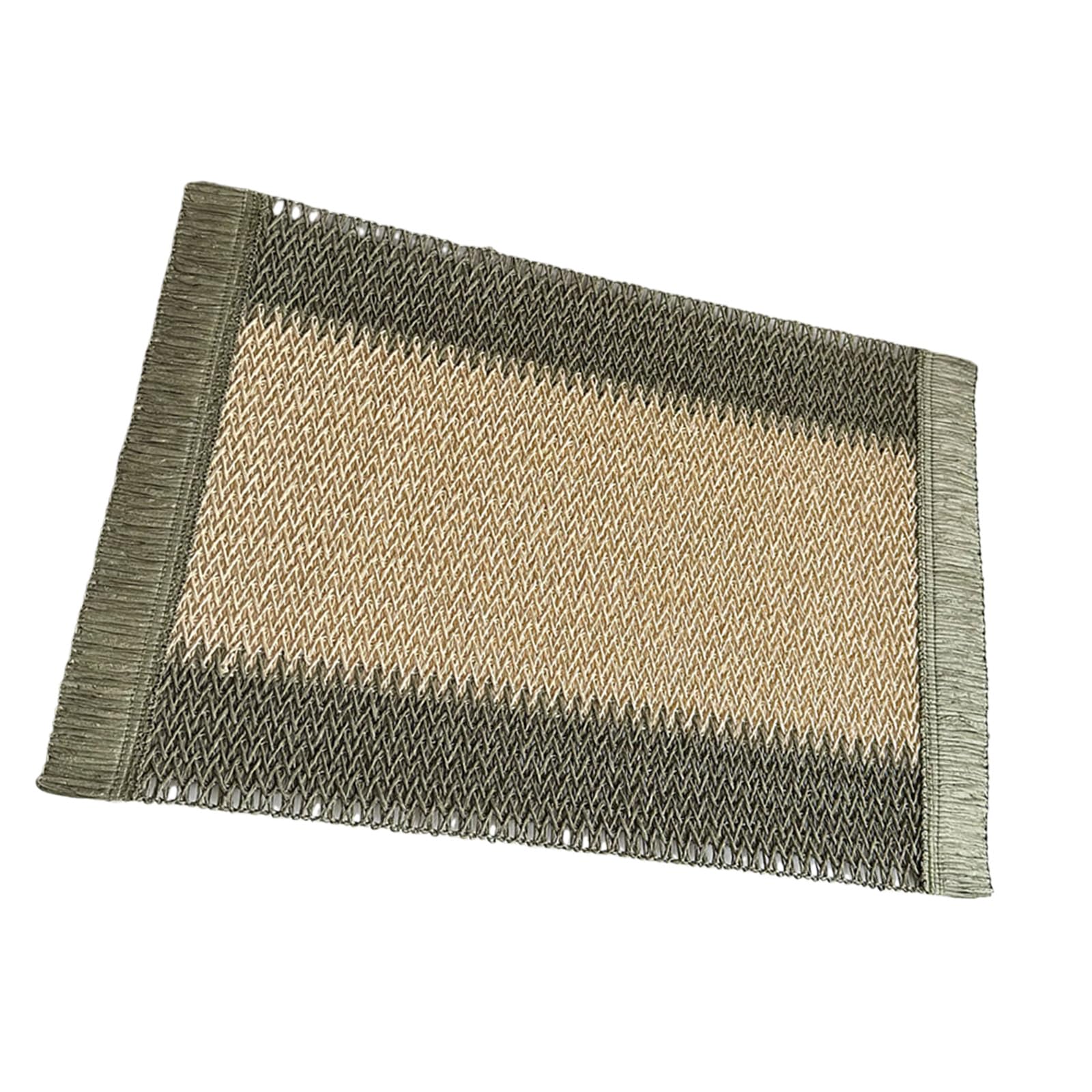 Tsophreniq Portable Portable Paper Rope Woven Decorative Placemat with Striped Pattern for Outdoor Picnics and Indoor Use